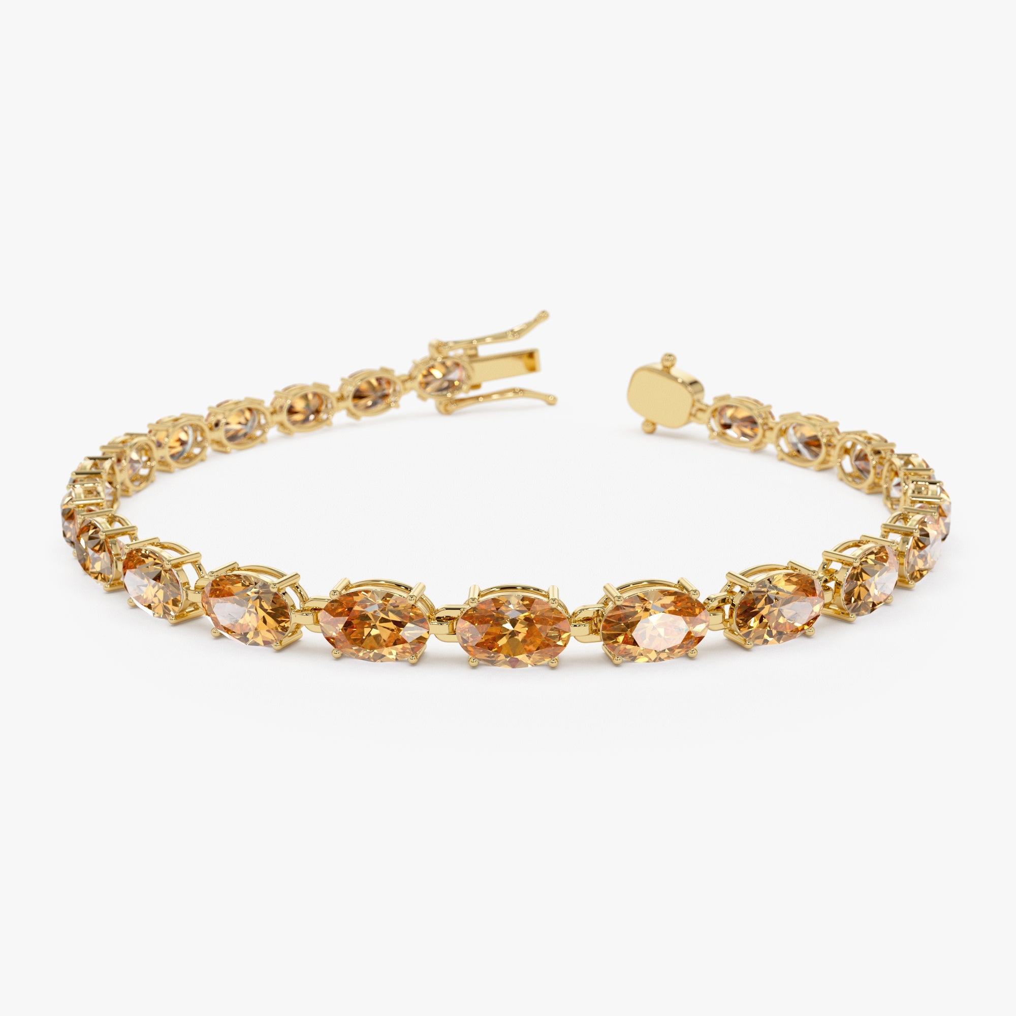 OBFJ0441 - 14K Gold Oval Shaped Citrine Tennis Bracelet 11.35 ctw 1