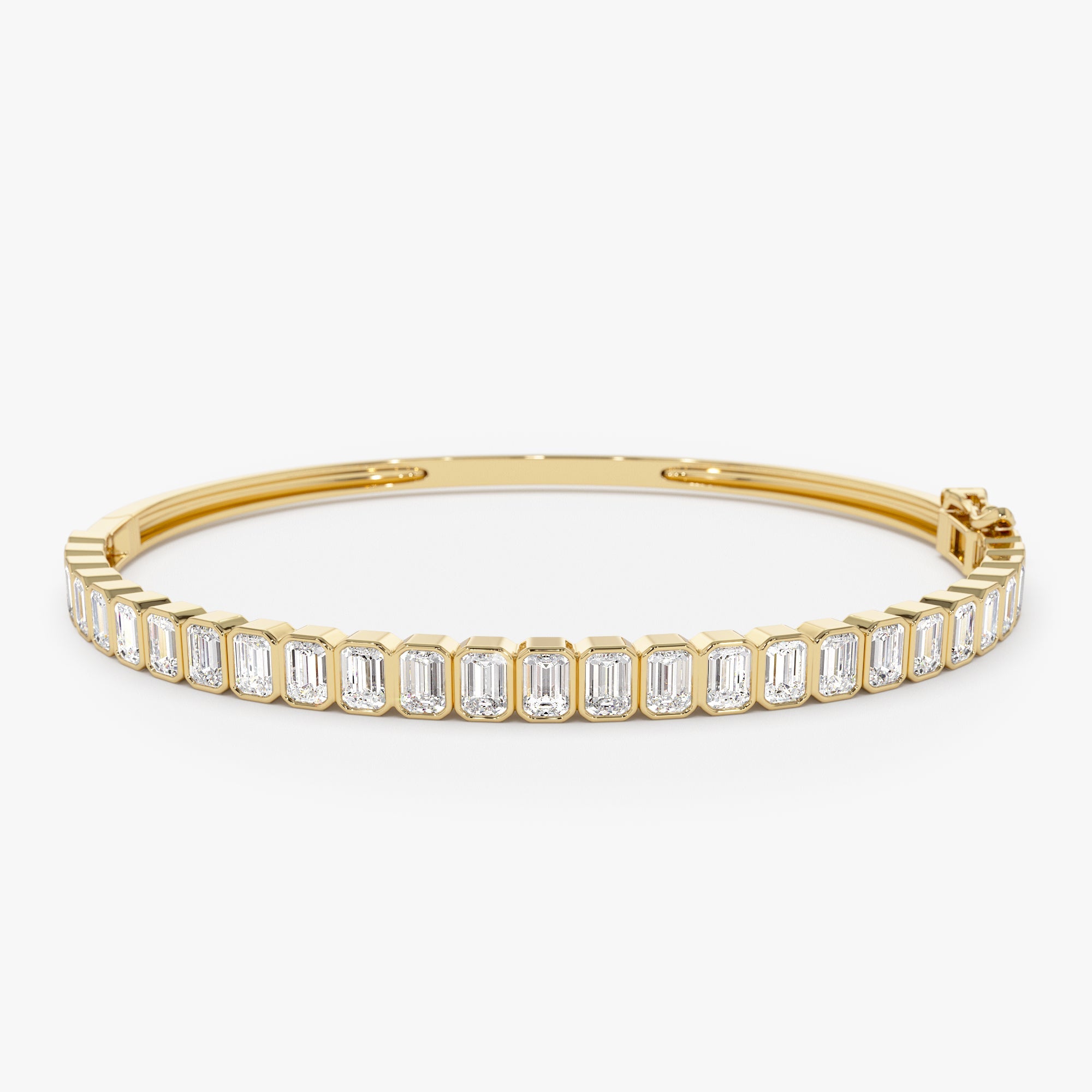 OBFJ0034 - 3.5 Ctw Emerald Cut Natural Diamond Bangle - Ellie - 14K Gold 1