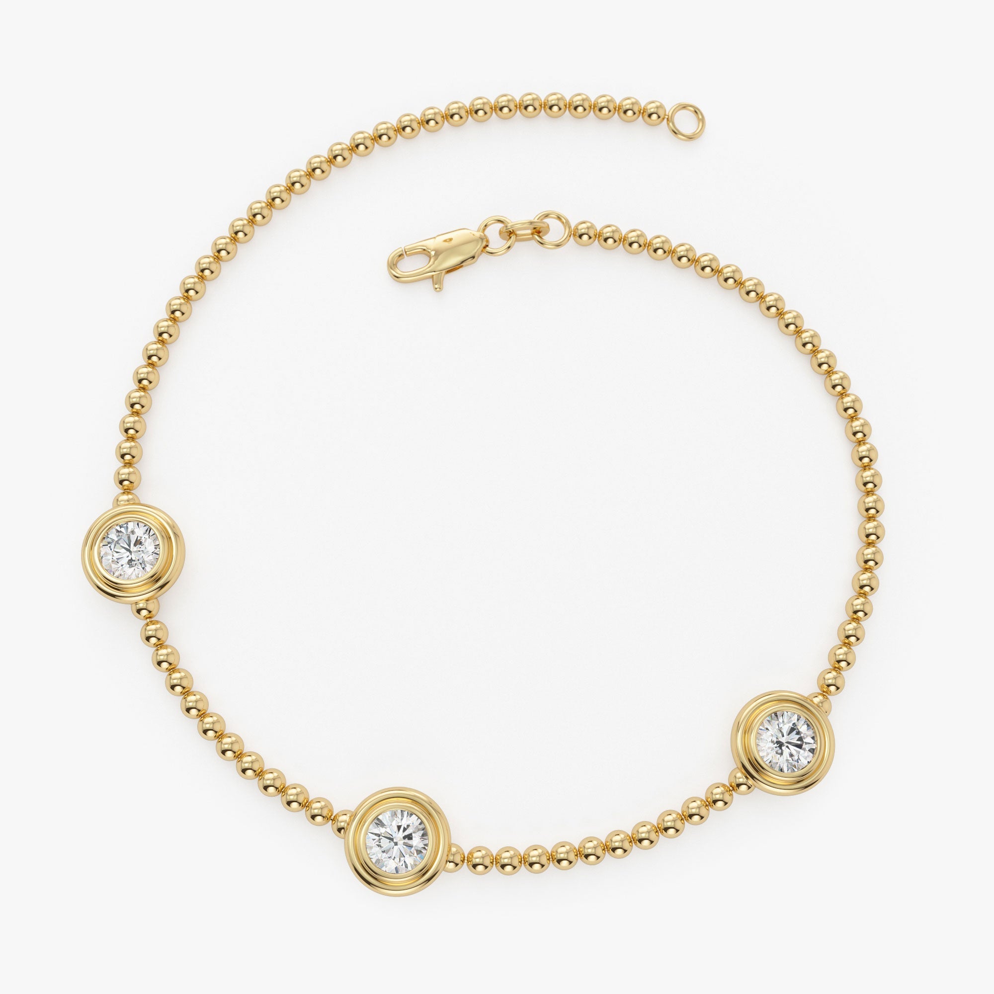 OBFJ0390 - 0.75 Ctw 14k Gold Lab Grown Diamond by the Yard Beaded Bracelet - Leda 6
