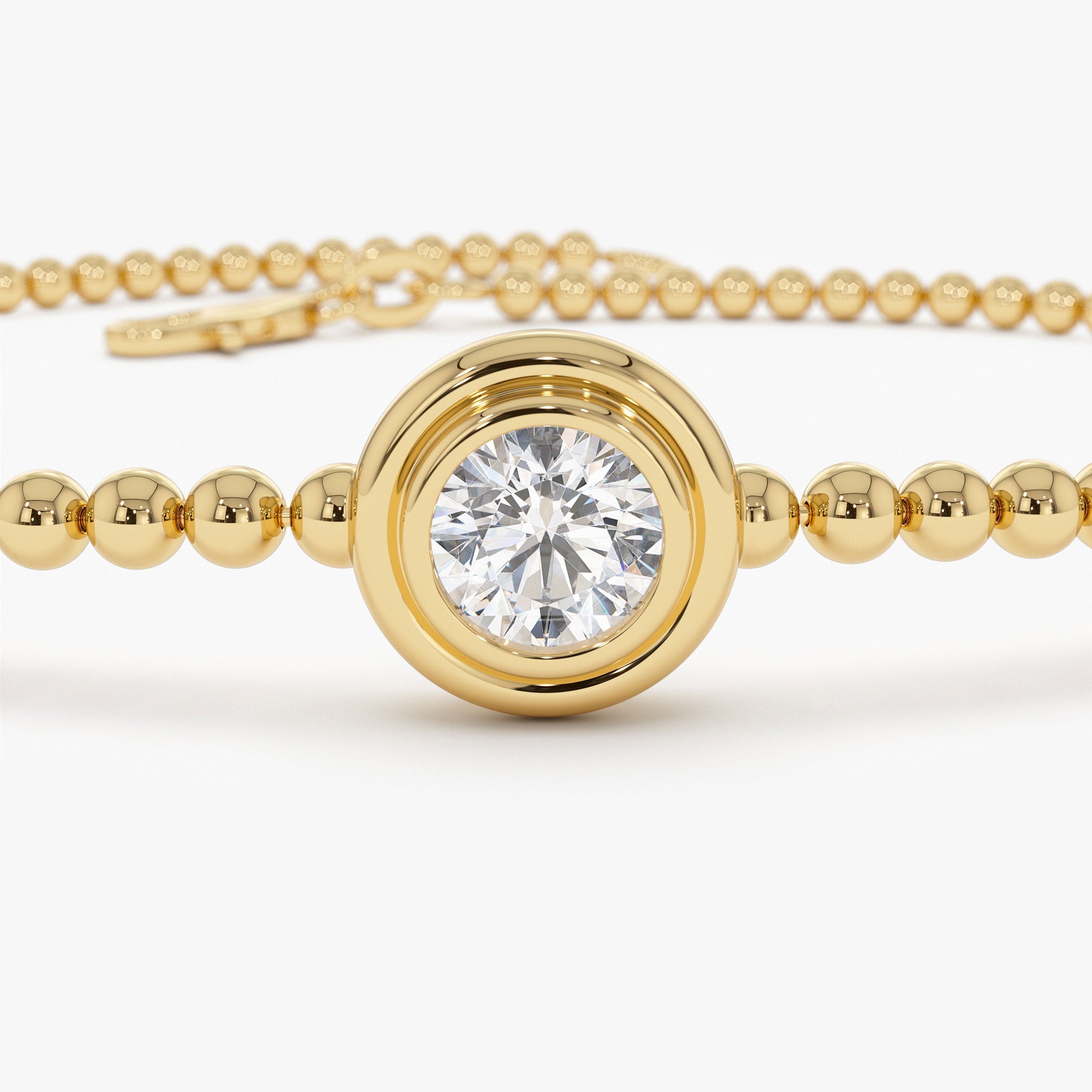 OBFJ0390 - 0.75 Ctw 14k Gold Lab Grown Diamond by the Yard Beaded Bracelet - Leda 8