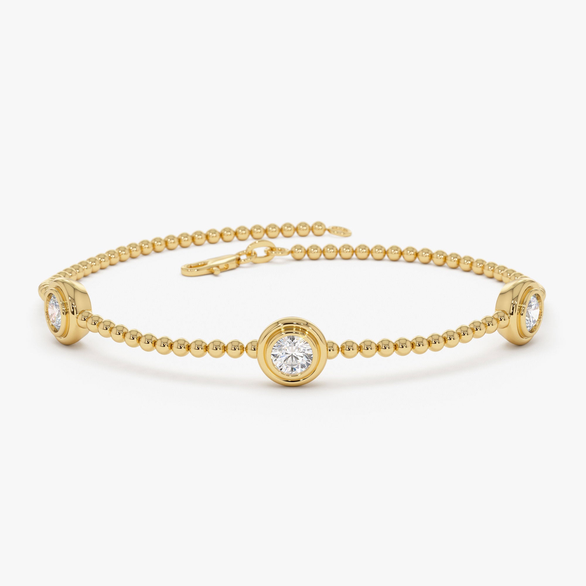 OBFJ0390 - 0.75 Ctw 14k Gold Lab Grown Diamond by the Yard Beaded Bracelet - Leda 7
