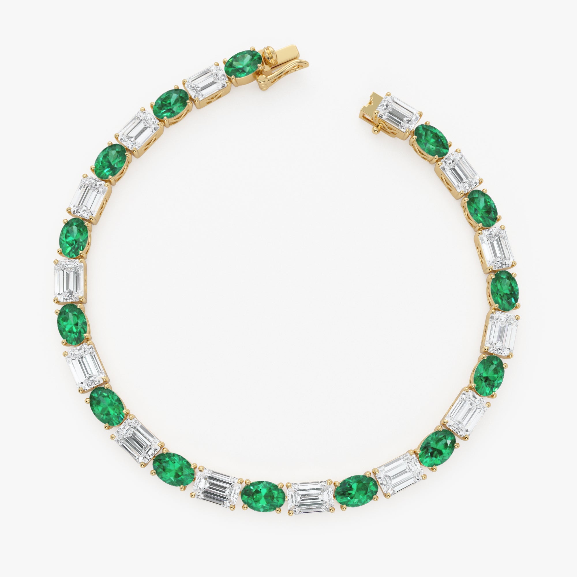 OBFJ0092 - 15.30 ctw 14k Lab Grown Colombian Emerald and Diamond Bracelet - Brooke 6