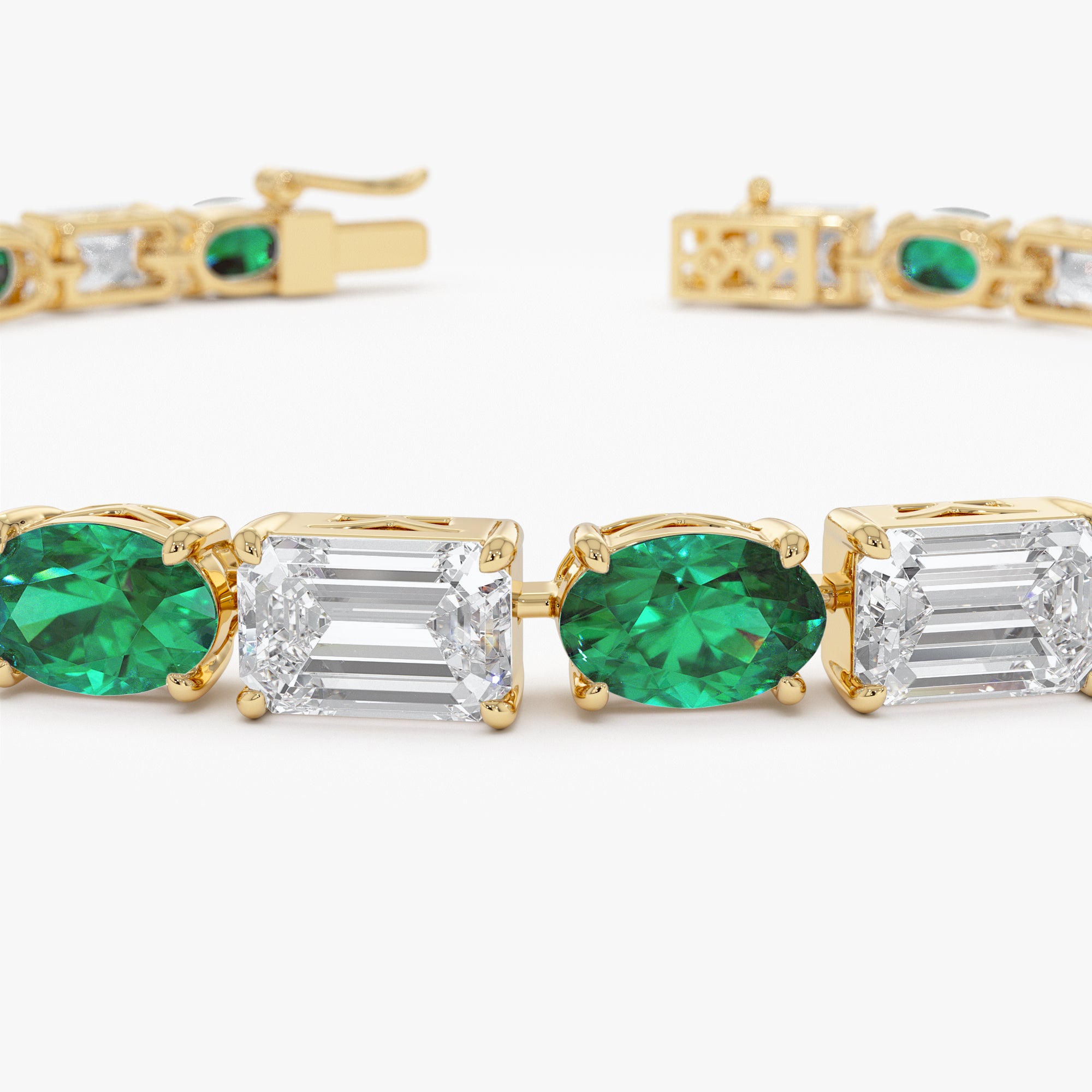 OBFJ0092 - 15.30 ctw 14k Lab Grown Colombian Emerald and Diamond Bracelet - Brooke 5