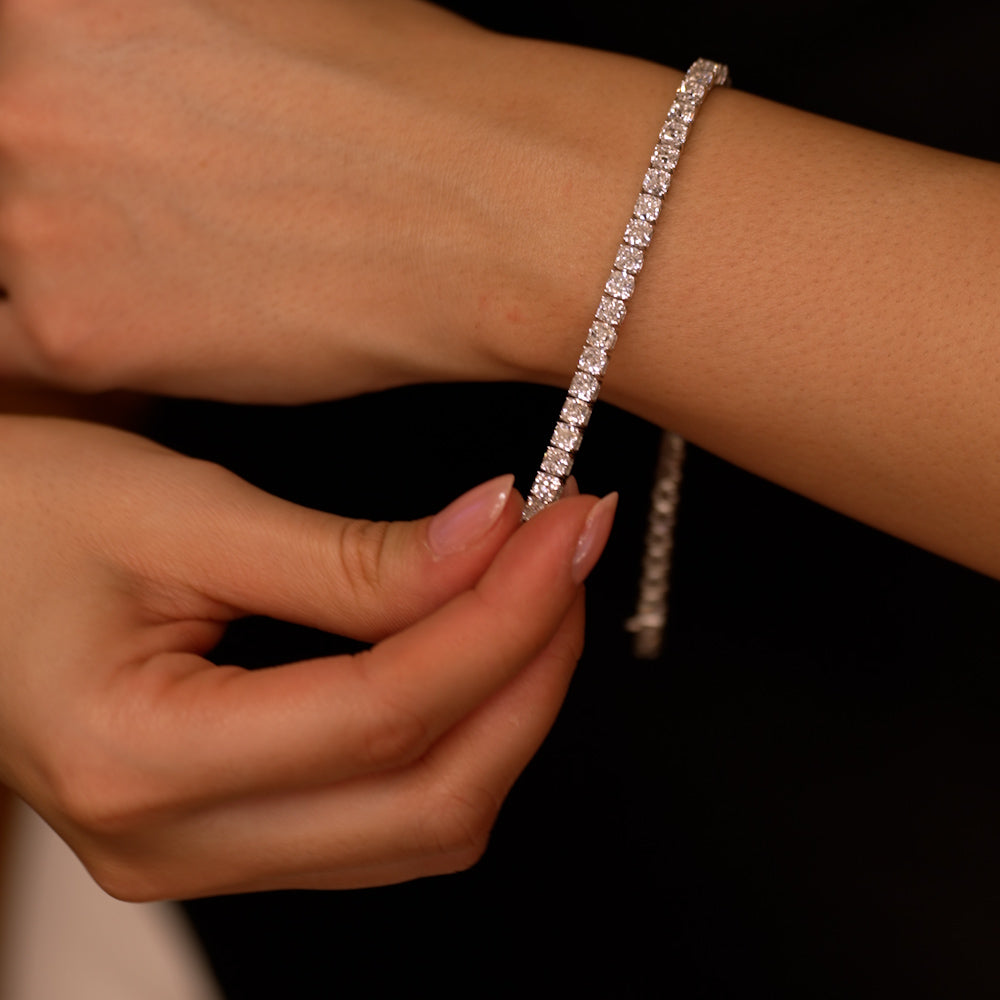 OBFJ0089 - 15.75 ctw 14k Lab Grown Cushion Cut Diamond Tennis Bracelet - Erin 3