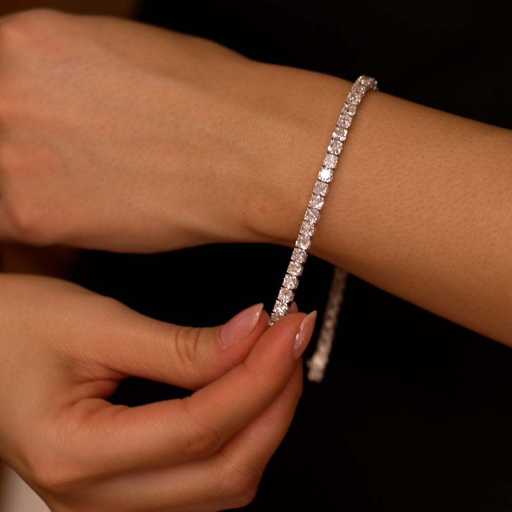 OBFJ0089 - 15.75 ctw 14k Lab Grown Cushion Cut Diamond Tennis Bracelet - Erin 4