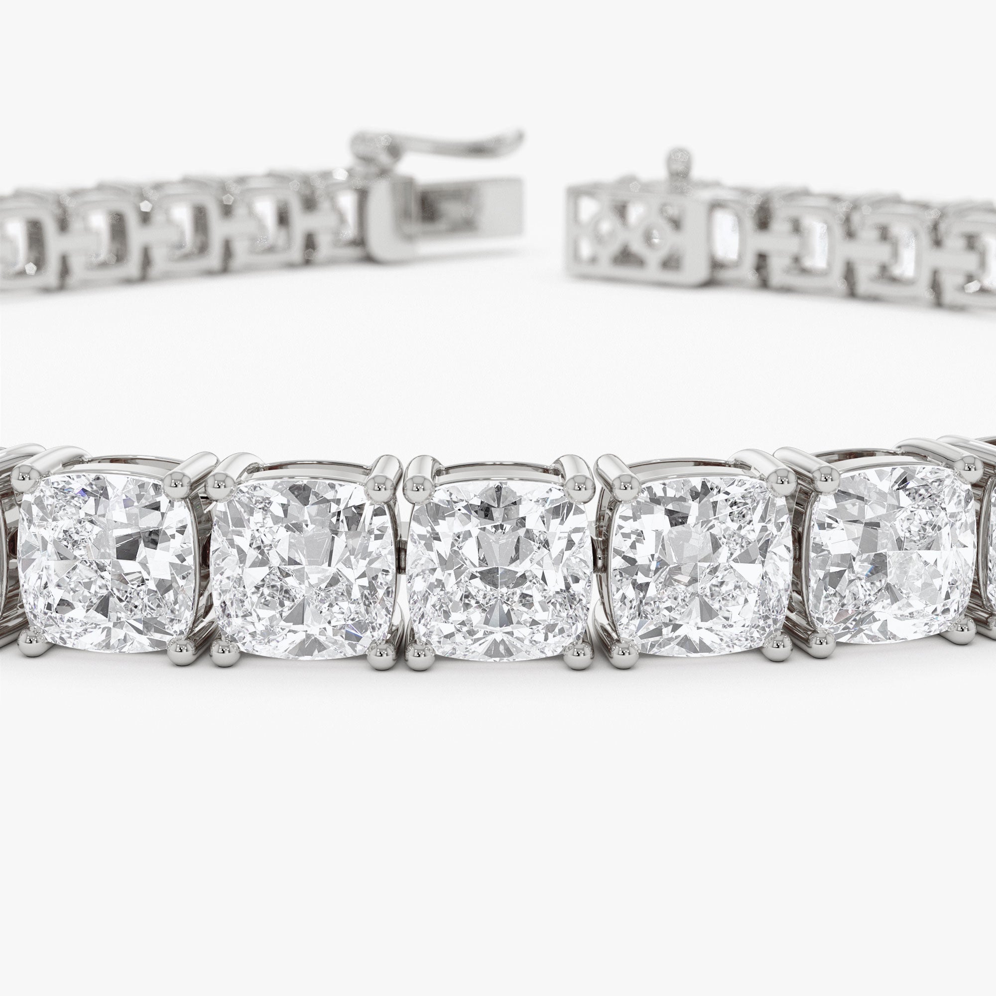 OBFJ0343 - 15.75 ctw 14k Lab Grown Cushion Cut Diamond Tennis Bracelet - Erin 6