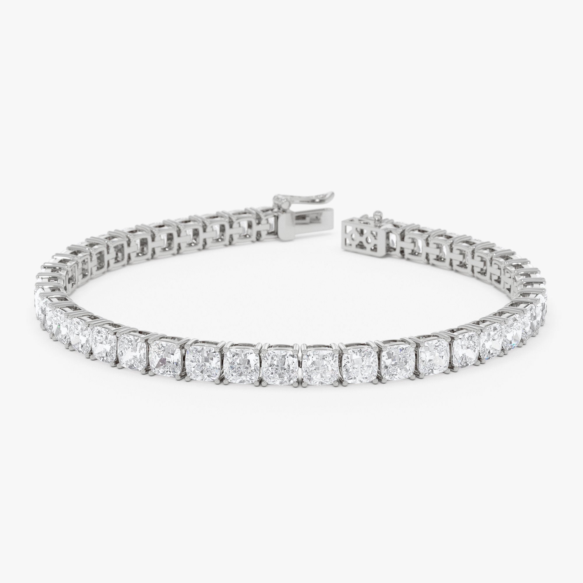 OBFJ0089 - 15.75 ctw 14k Lab Grown Cushion Cut Diamond Tennis Bracelet - Erin 1