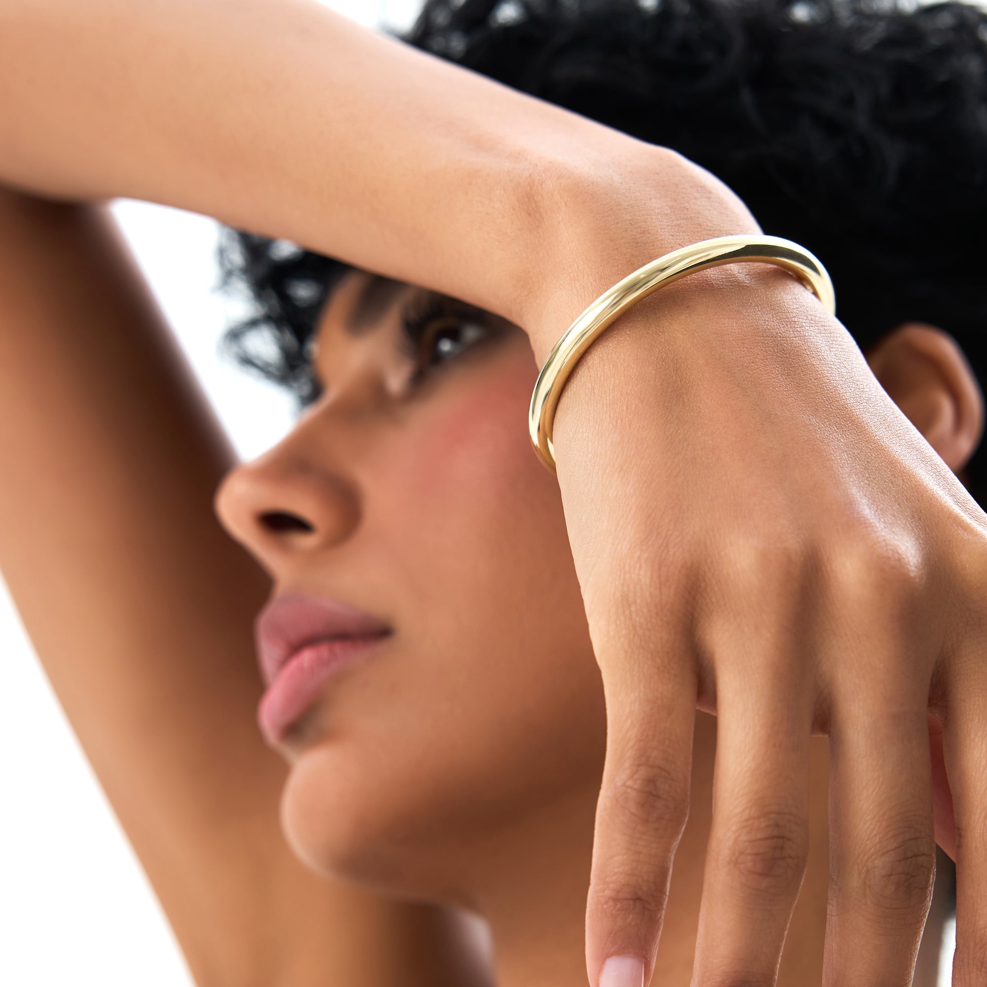 OBFJ0450 - 14K Gold 5MM Thick Open Cuff Bangle Bracelet 2