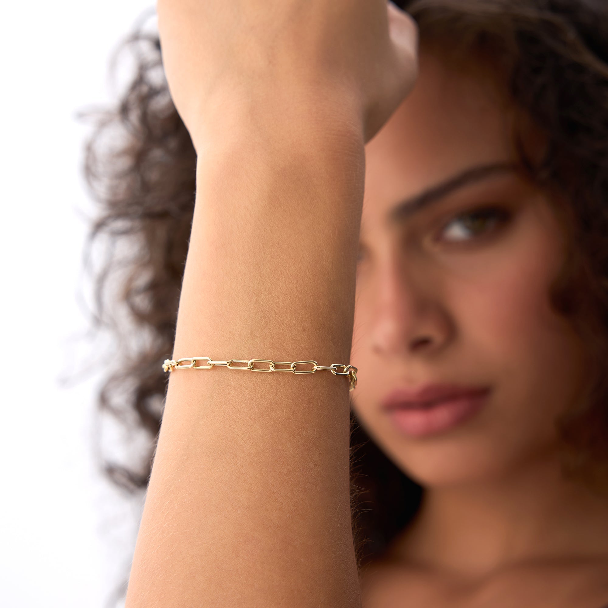 OBFJ0534 - 14K Gold 8MM Paperclip Chain Bracelet 6