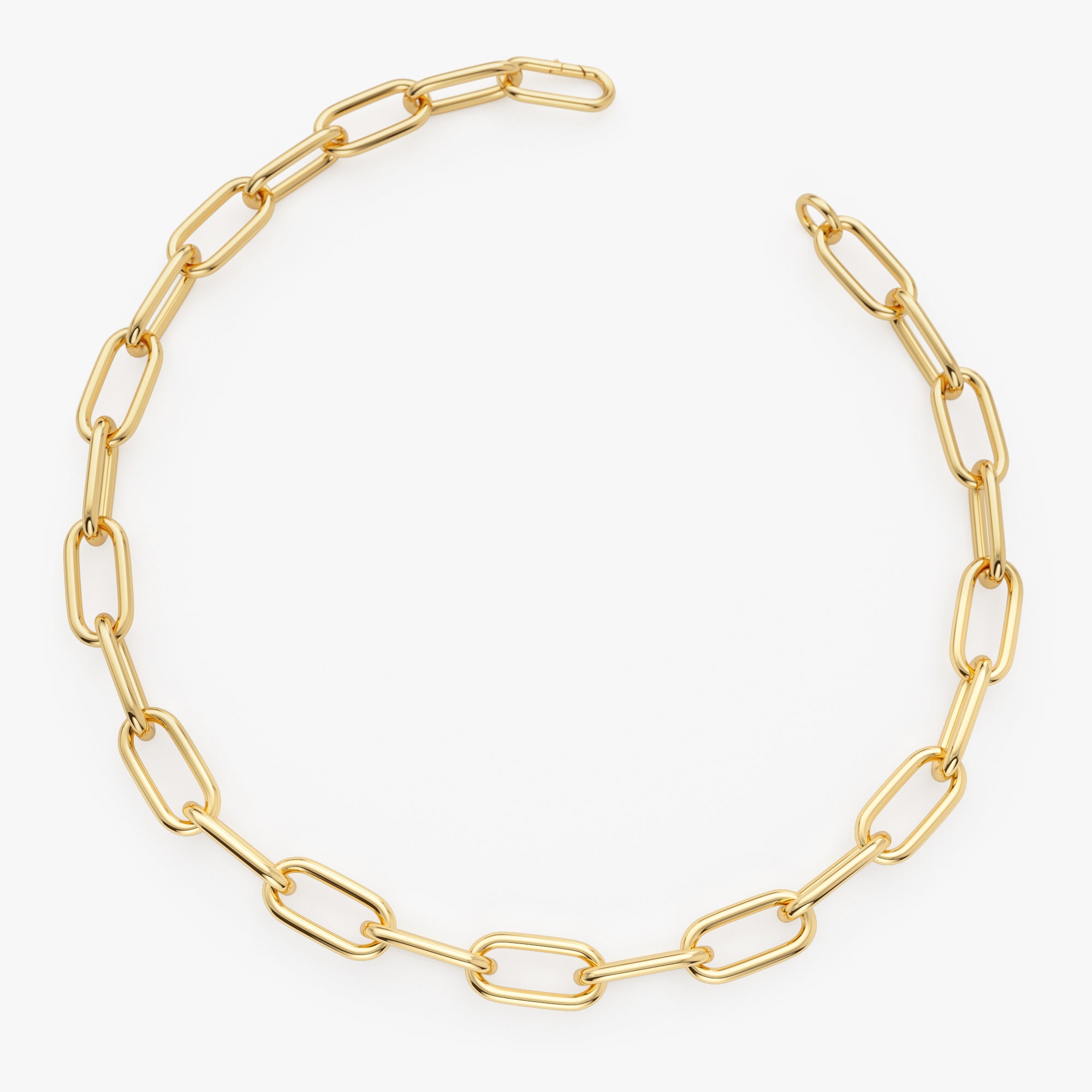 OBFJ0534 - 14K Gold 8MM Paperclip Chain Bracelet 7