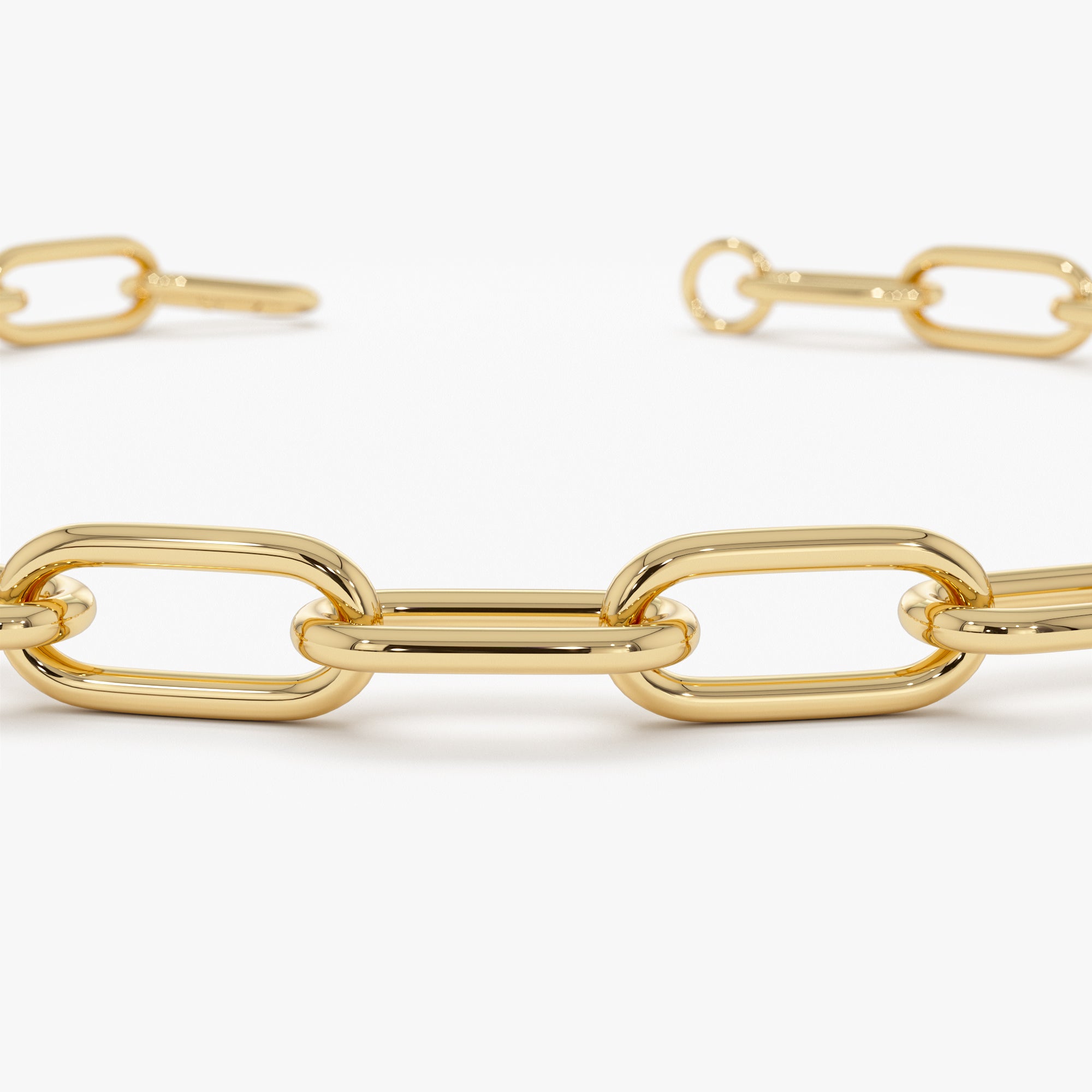 OBFJ0534 - 14K Gold 8MM Paperclip Chain Bracelet 8