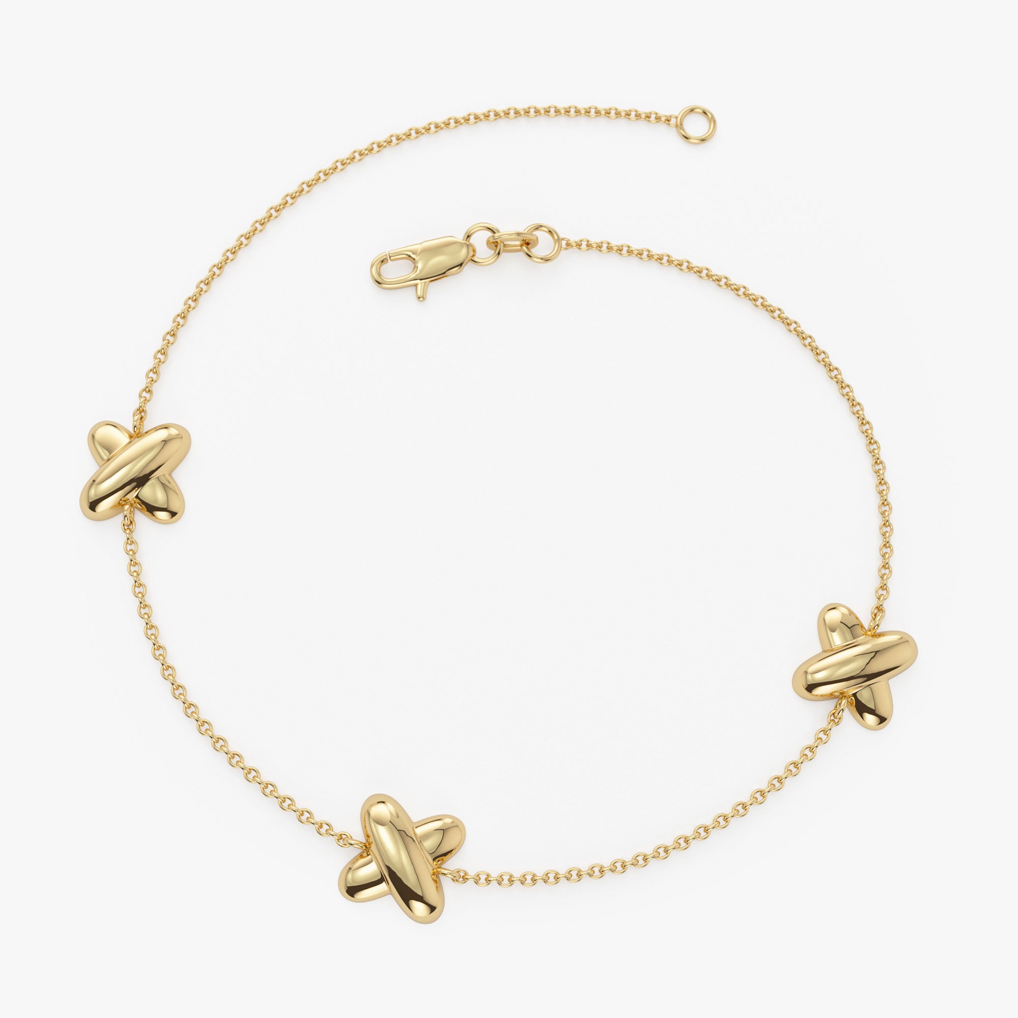 OBFJ0355 - 14k Gold Minimalist X Station Bracelet 7