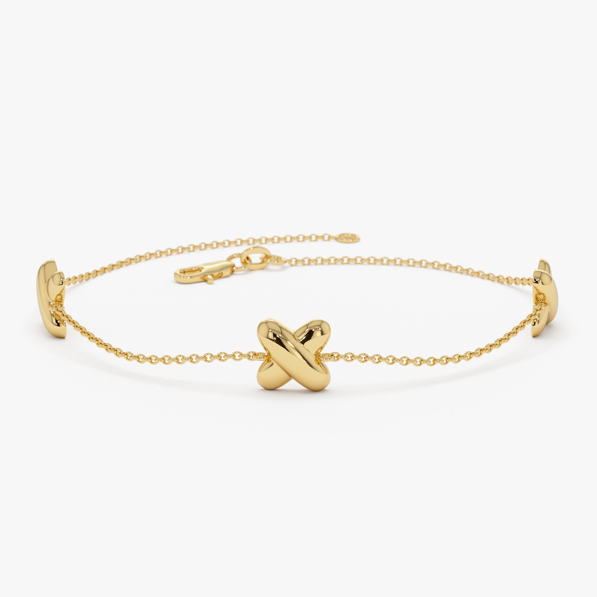 OBFJ0355 - 14k Gold Minimalist X Station Bracelet 1