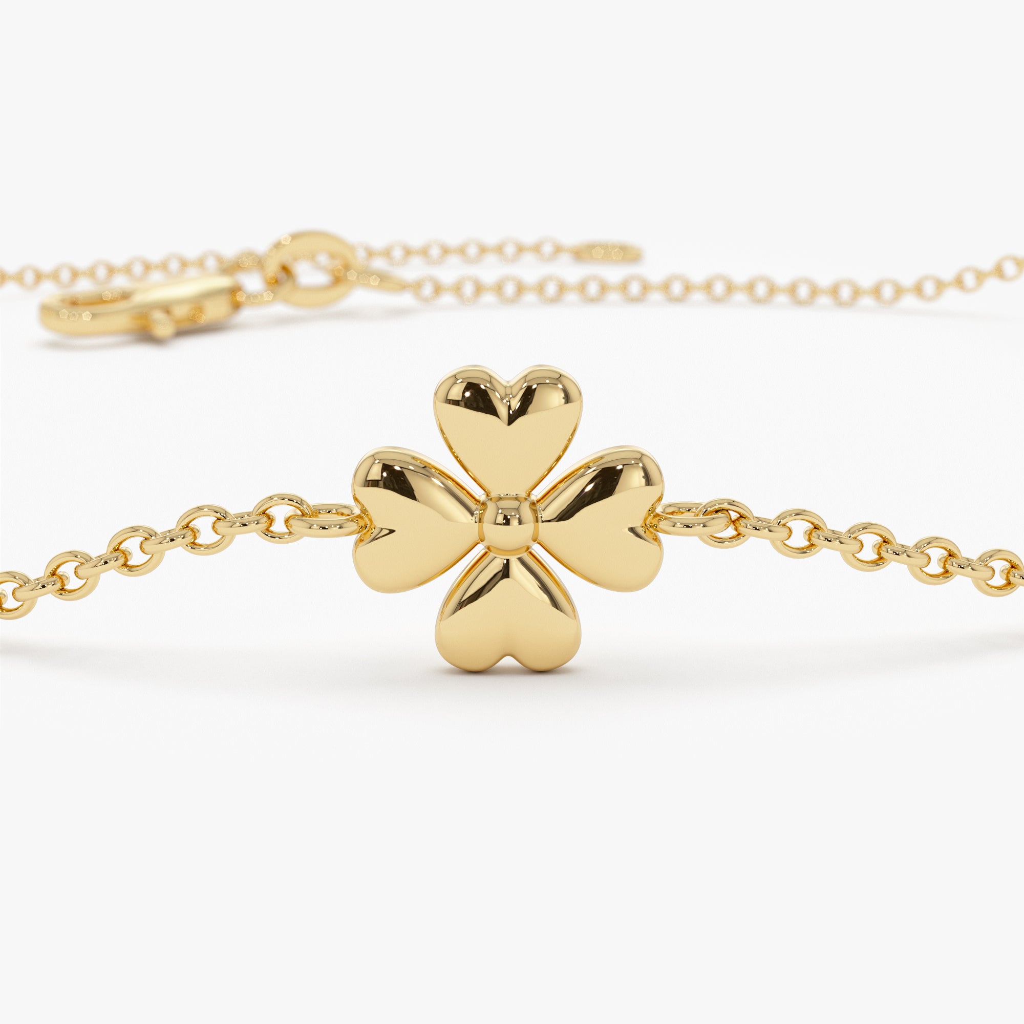 OBFJ0354 - 14k Gold Clover Station Bracelet 9