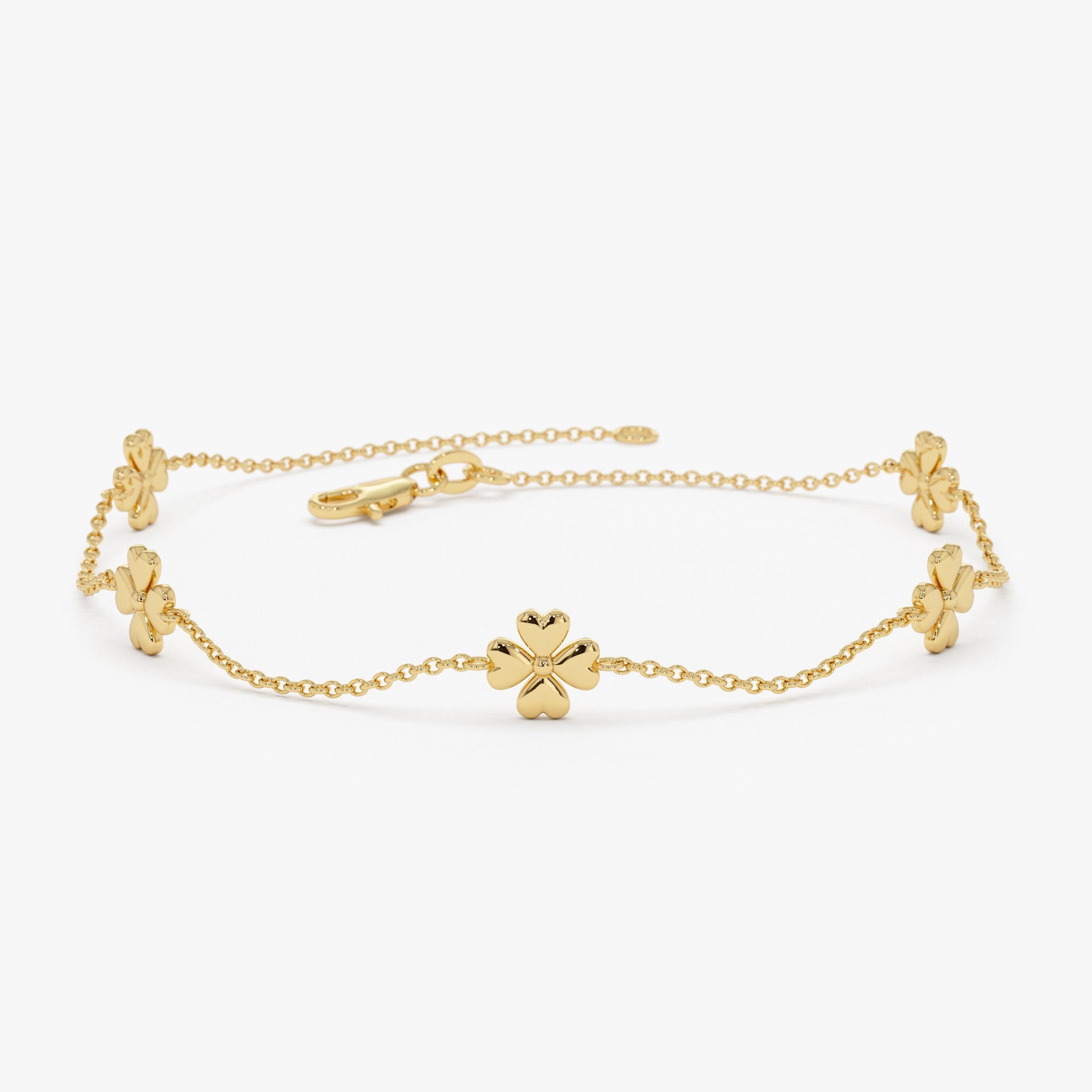 OBFJ0354 - 14k Gold Clover Station Bracelet 1