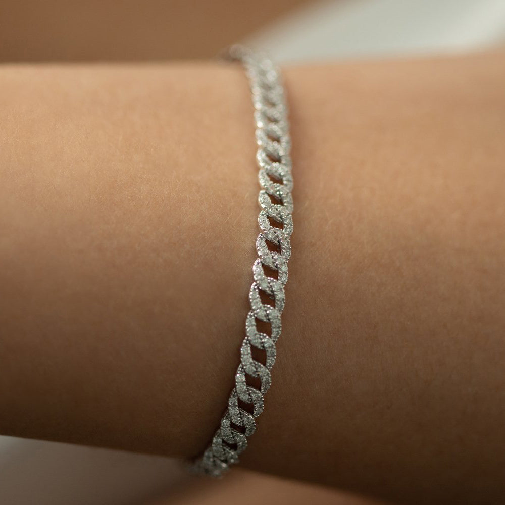 OBFJ2058 - 4.8MM Diamond Cuban Link Bracelet bracelets in selectable metal and diamond options - Roselle Jewelry view 5