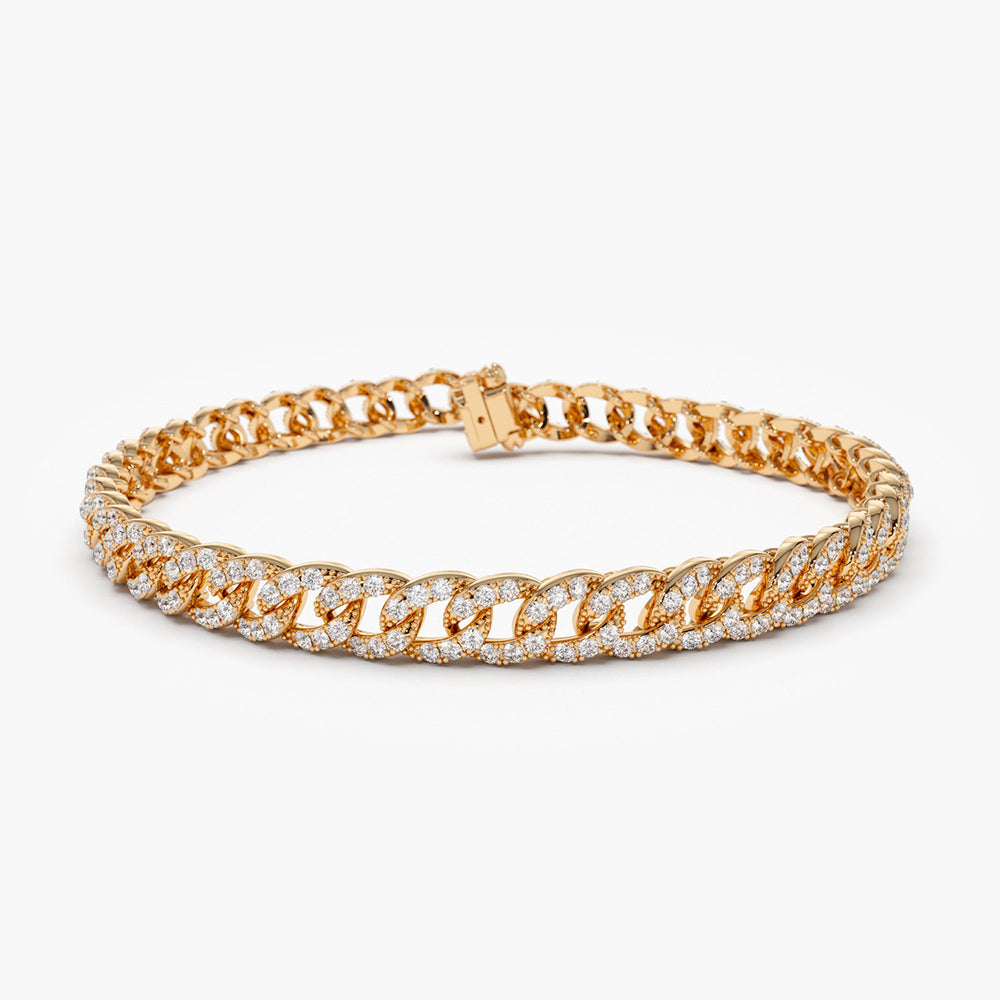 OBFJ2058 - 4.8MM Diamond Cuban Link Bracelet bracelets in selectable metal and diamond options - Roselle Jewelry view 6