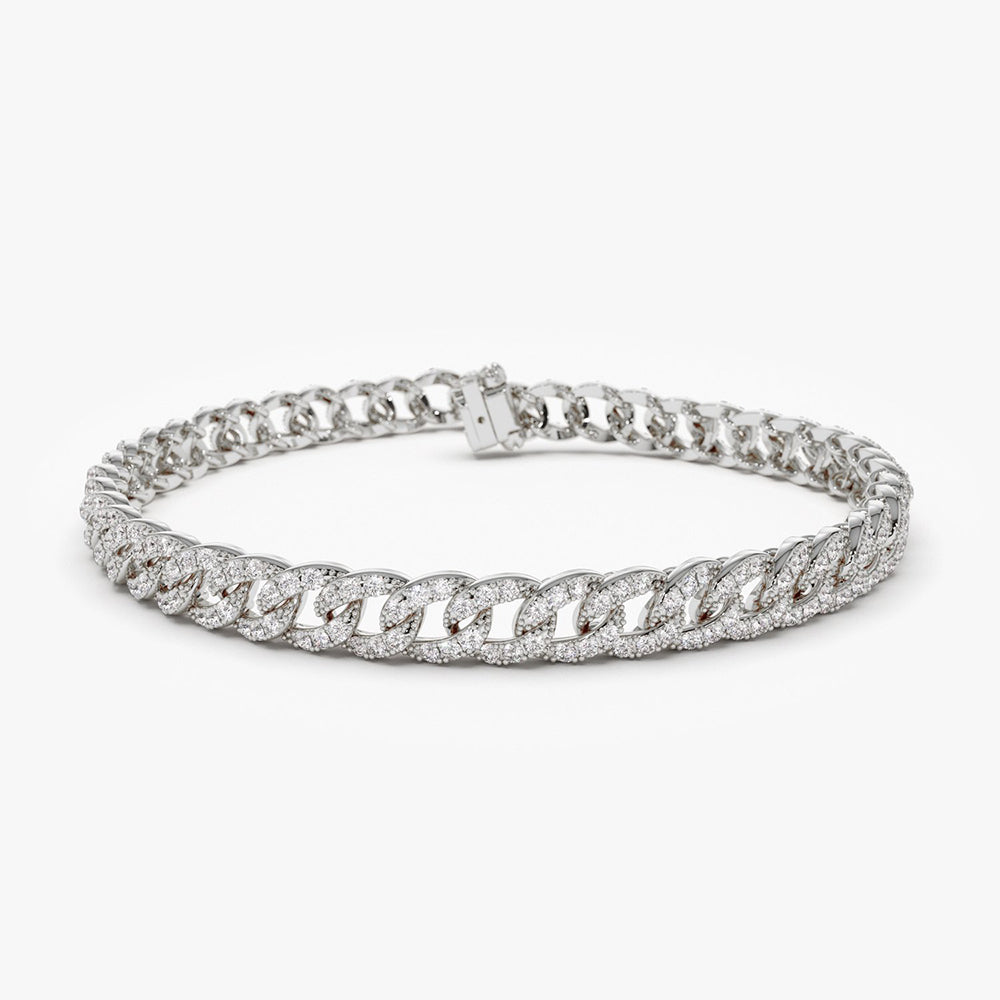 OBFJ2058 - 4.8MM Diamond Cuban Link Bracelet bracelets in selectable metal and diamond options - Roselle Jewelry view 7