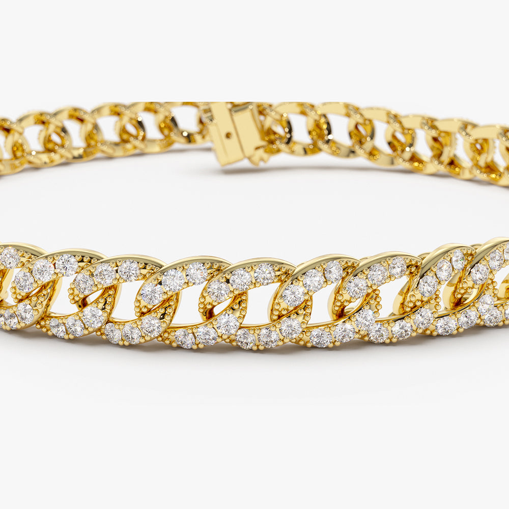 OBFJ2058 - 4.8MM Diamond Cuban Link Bracelet bracelets in selectable metal and diamond options - Roselle Jewelry view 9