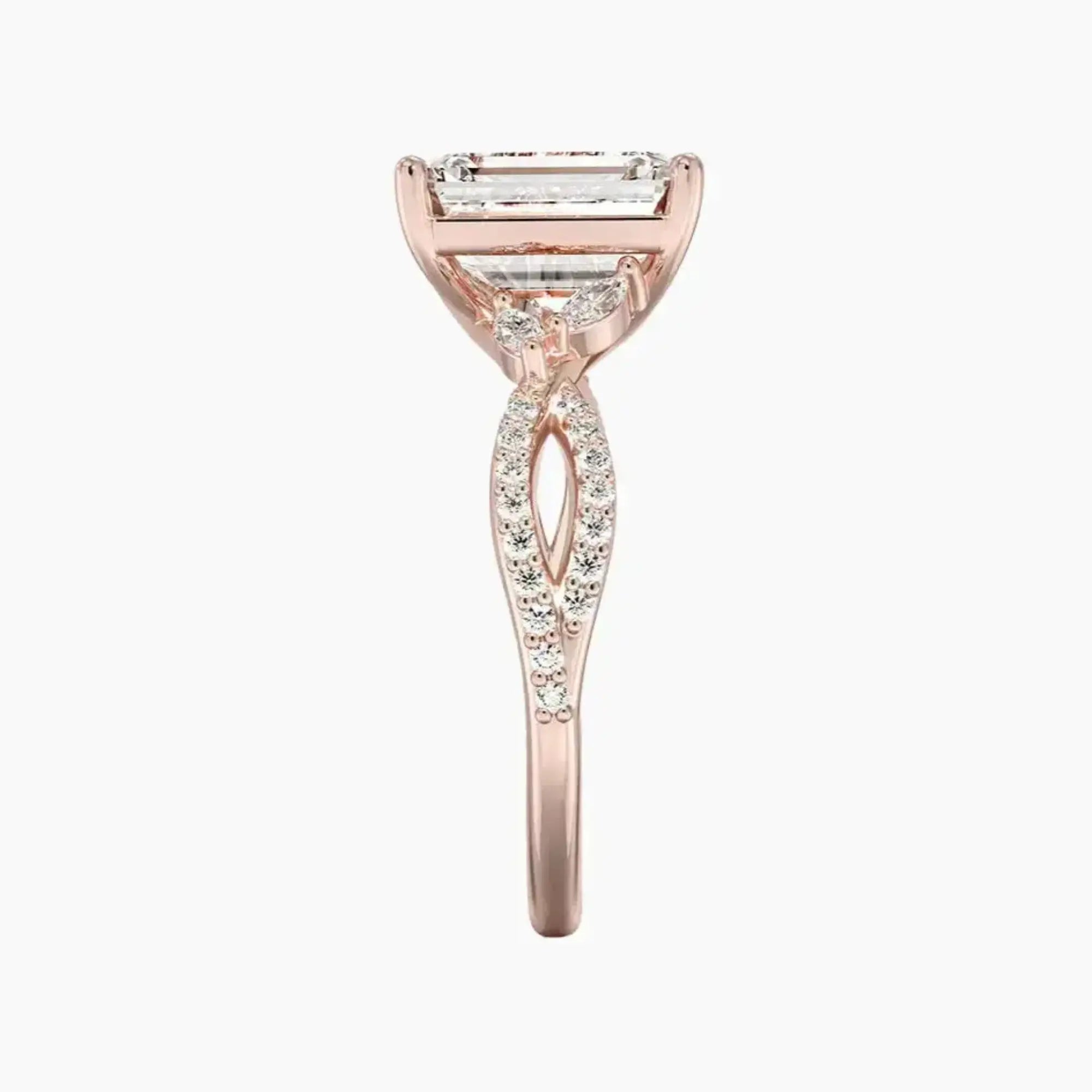 OBSER232 - Amara Luxe Adorned Emerald engagement ring setting view 6