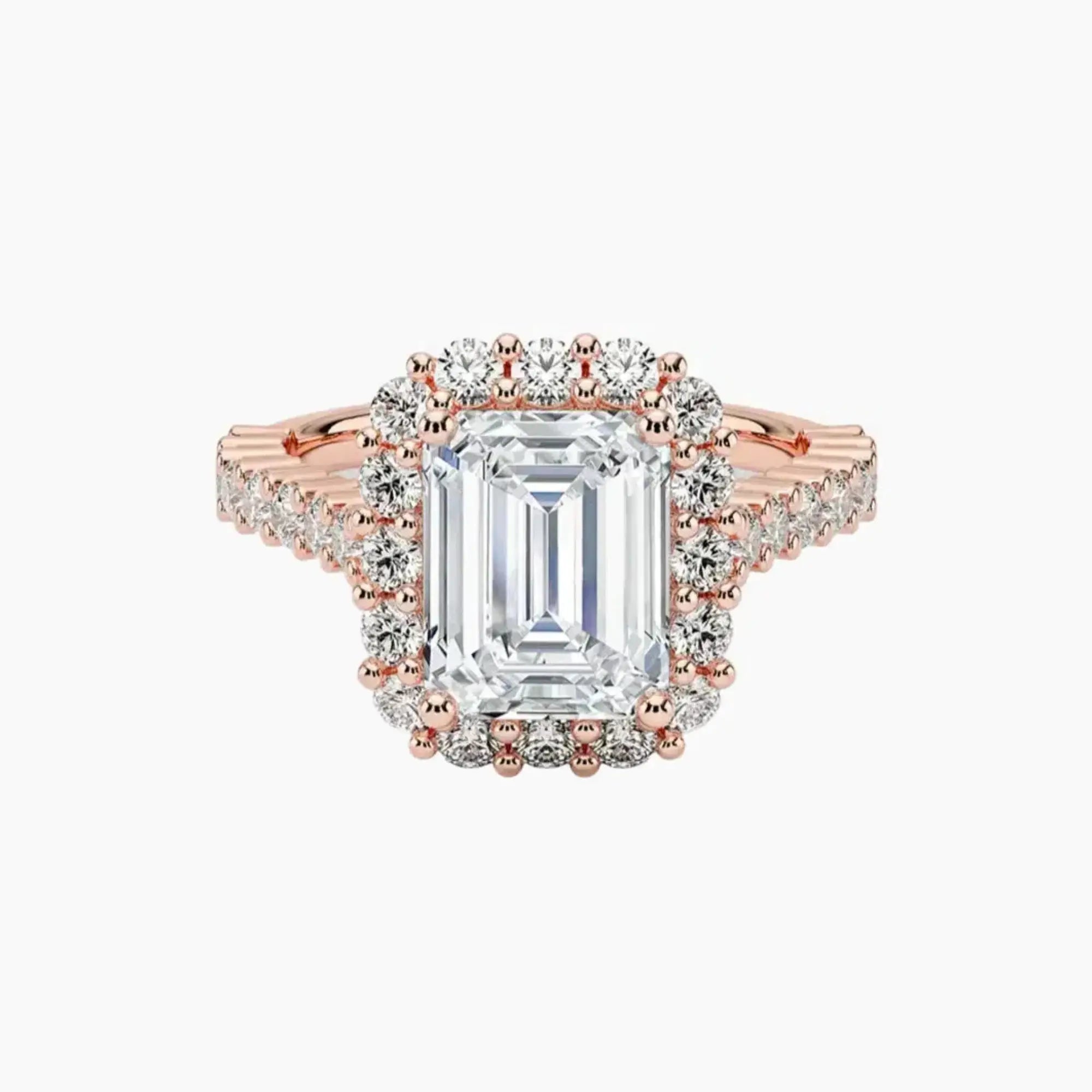 OBSER435 - Fiora Pave Halo Emerald engagement ring setting view 4