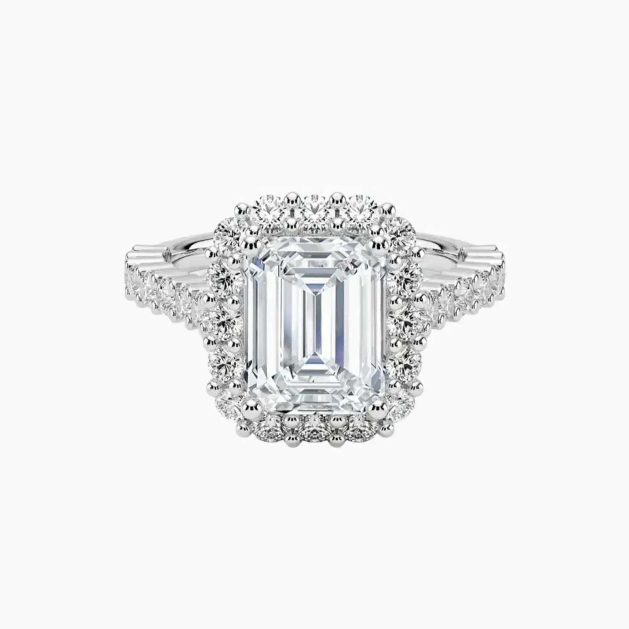 OBSER435 - Fiora Pave Halo Emerald engagement ring setting view 1