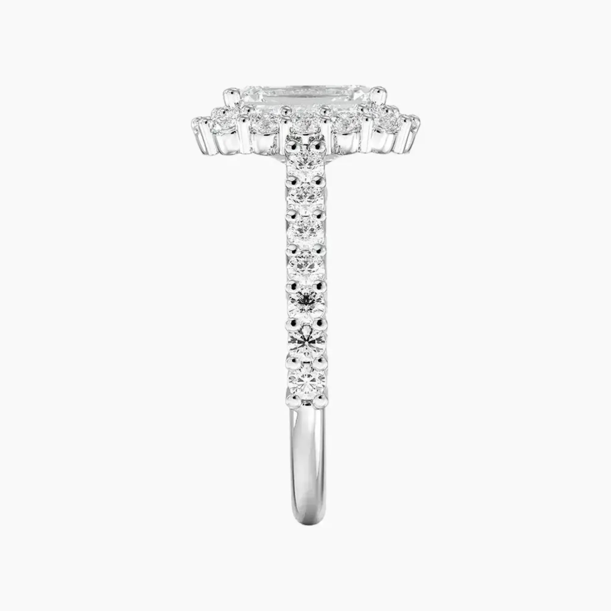 OBSER435 - Fiora Pave Halo Emerald engagement ring setting view 3