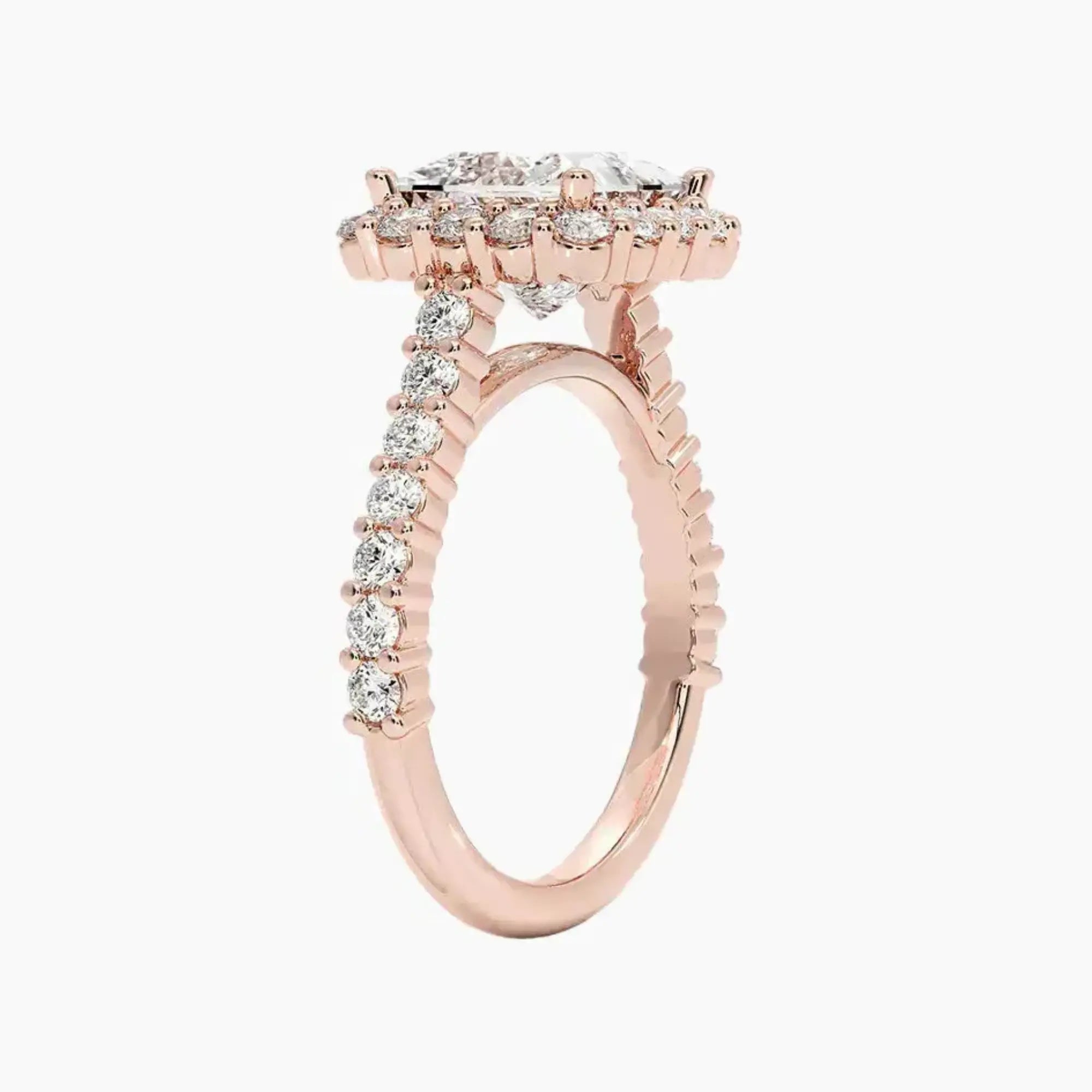 OBSER436 - Fiora Pave Halo Princess engagement ring setting view 5