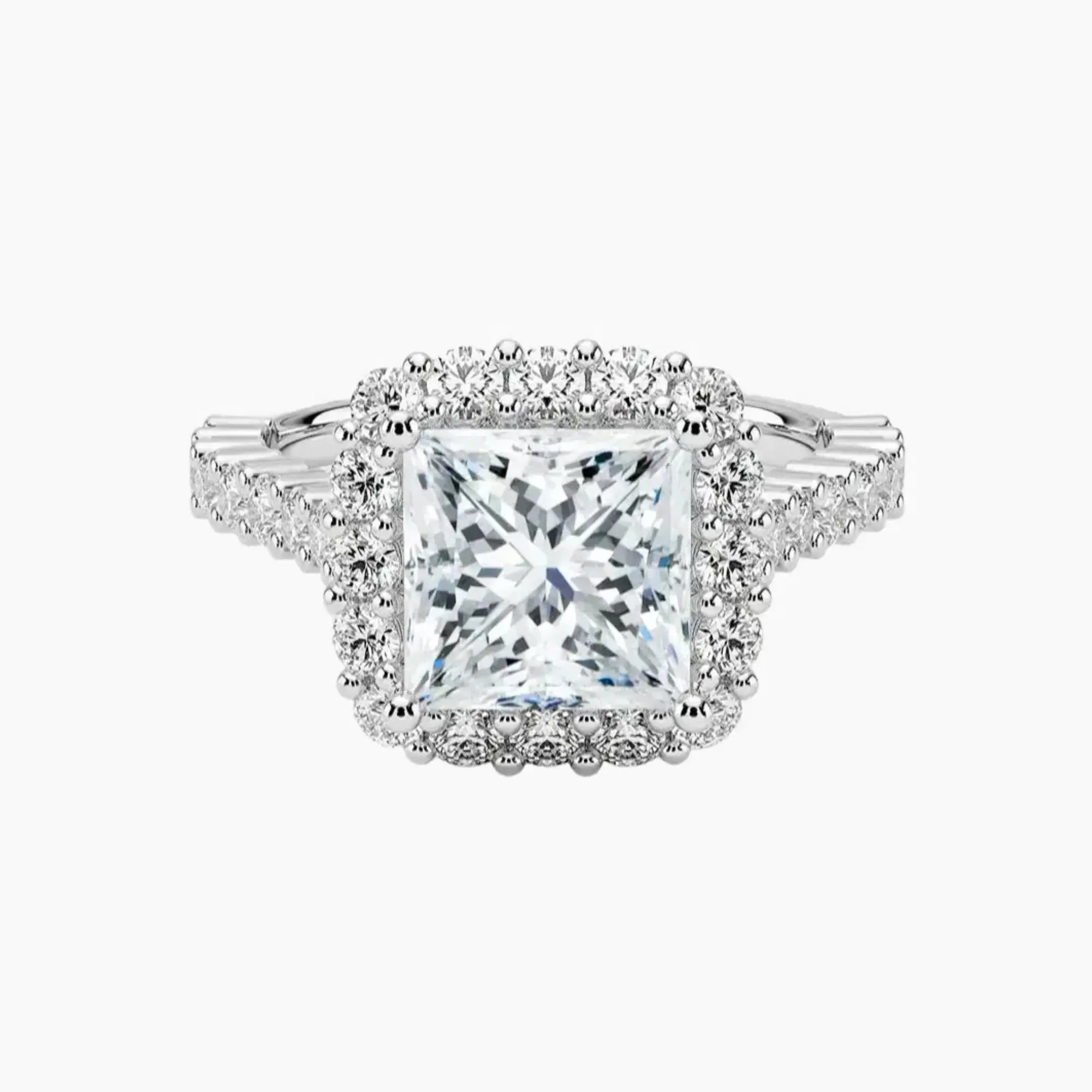 OBSER436 - Fiora Pave Halo Princess engagement ring setting view 1