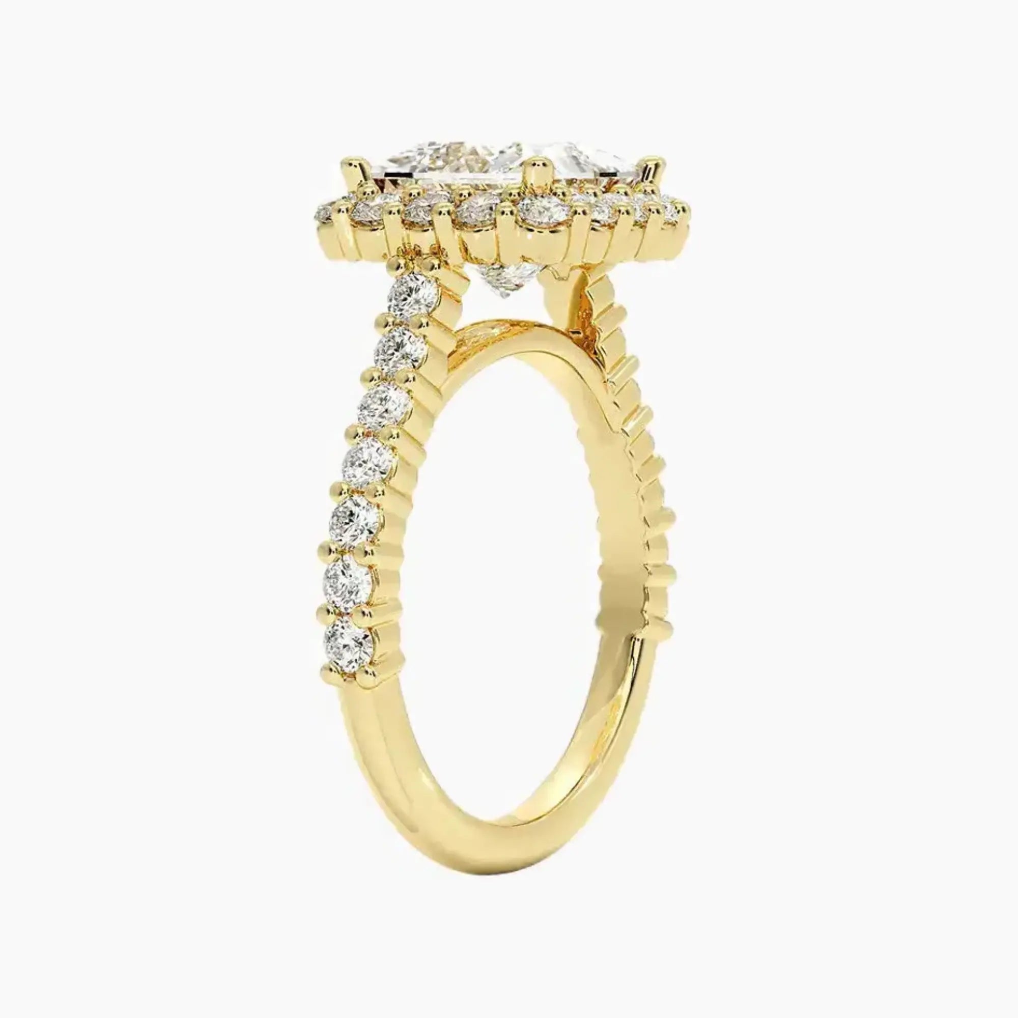 OBSER436 - Fiora Pave Halo Princess engagement ring setting view 8