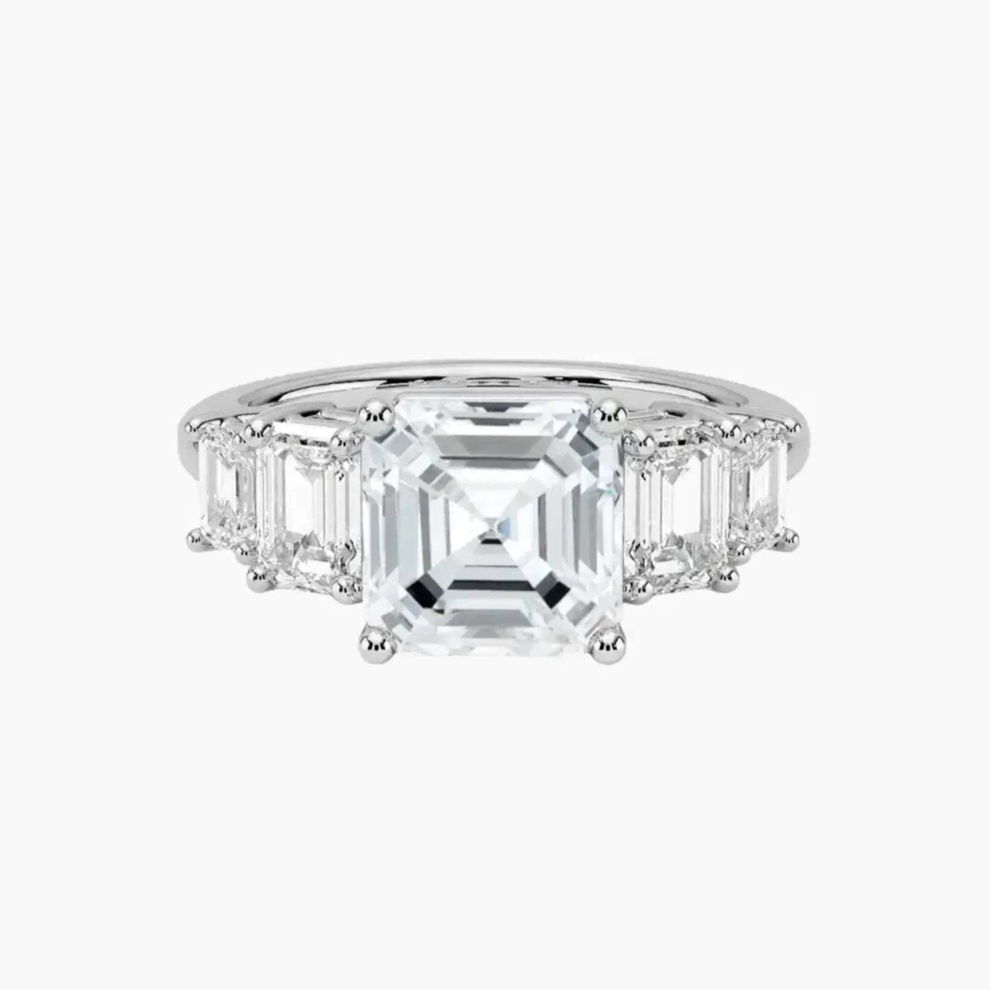OBSER310 - Katerina Five Stone Asscher engagement ring setting view 1