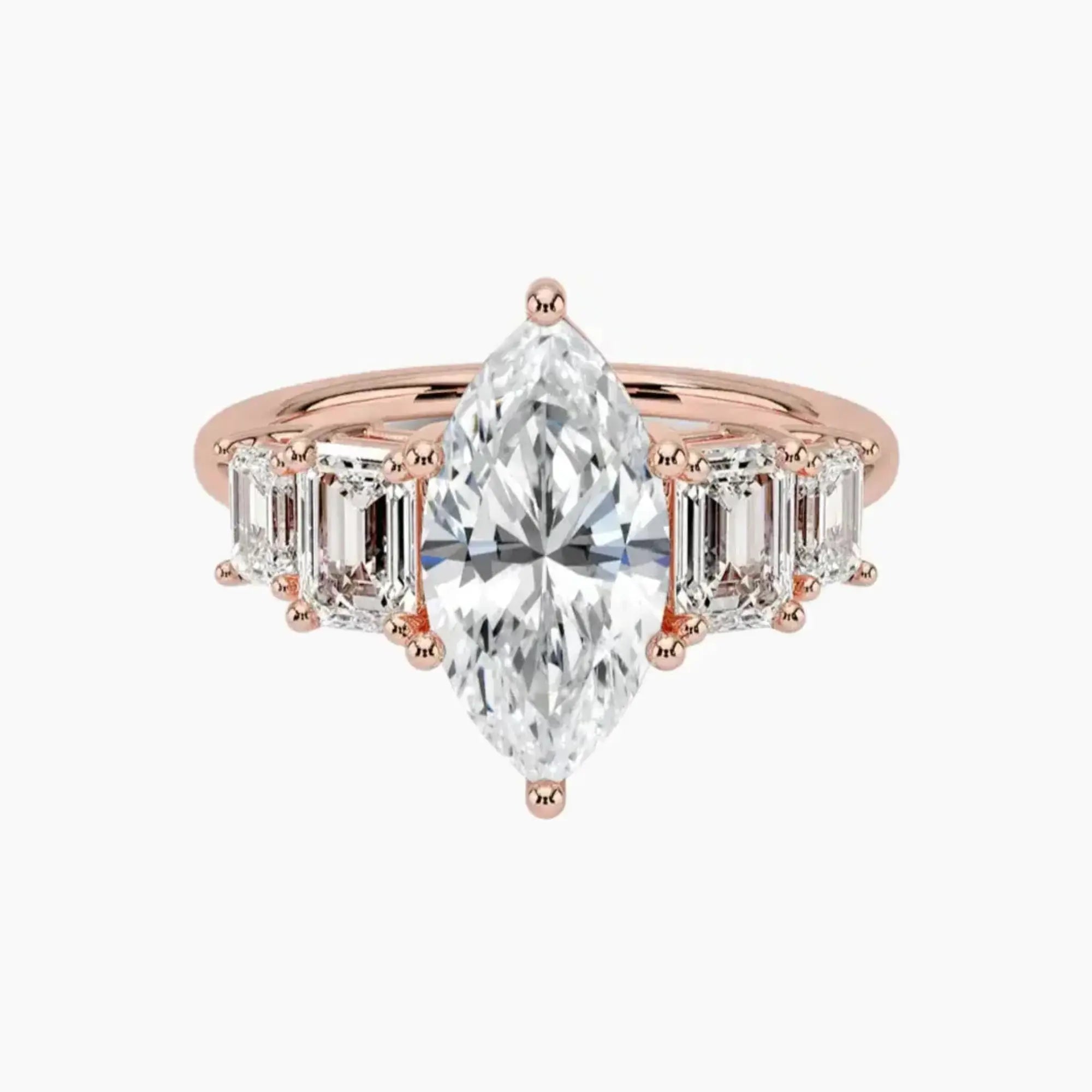 OBSER311 - Katerina Five Stone Marquise engagement ring setting view 4