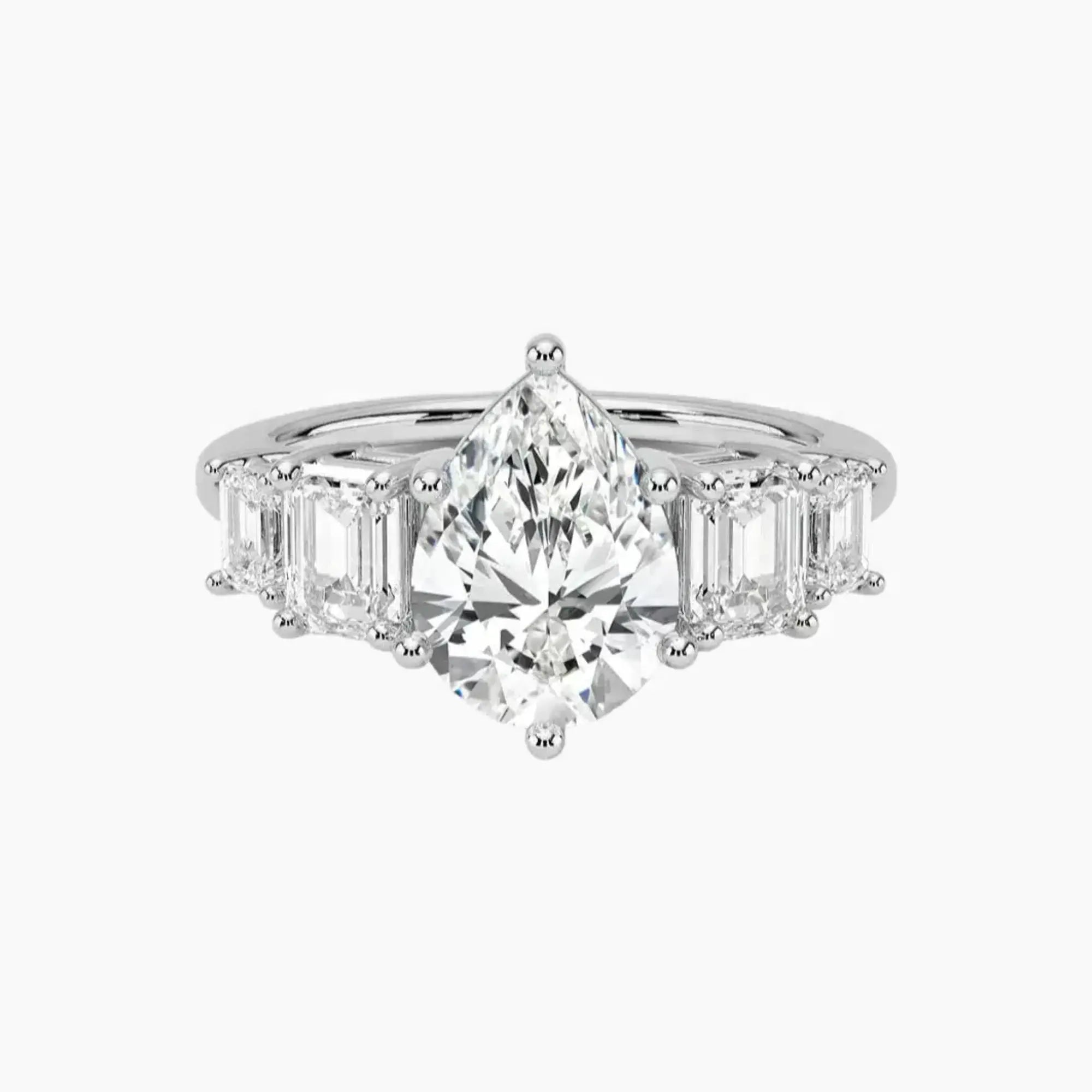 OBSER314 - Katerina Five Stone Pear engagement ring setting view 1