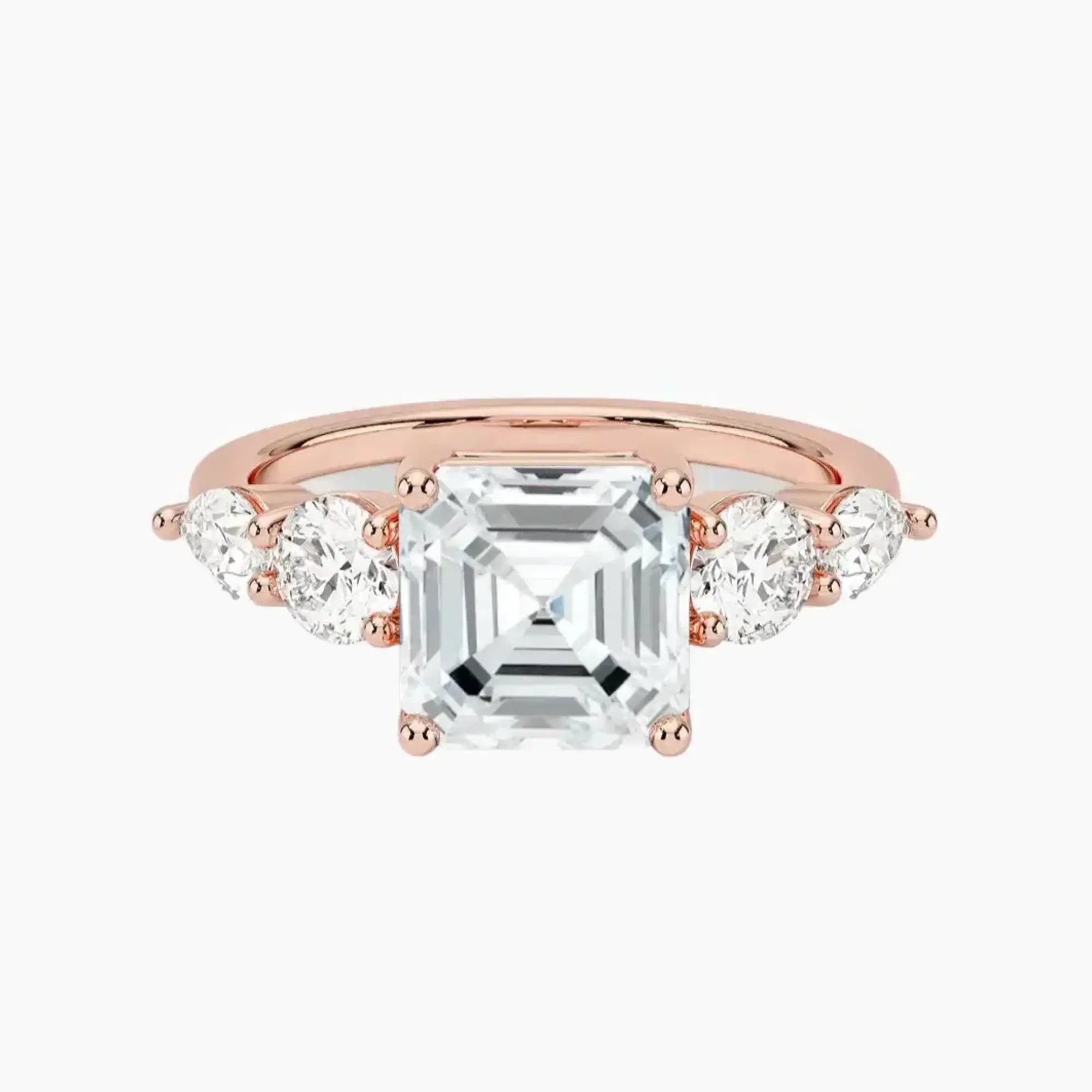 OBSER301 - Daria Five Stone Asscher engagement ring setting view 4