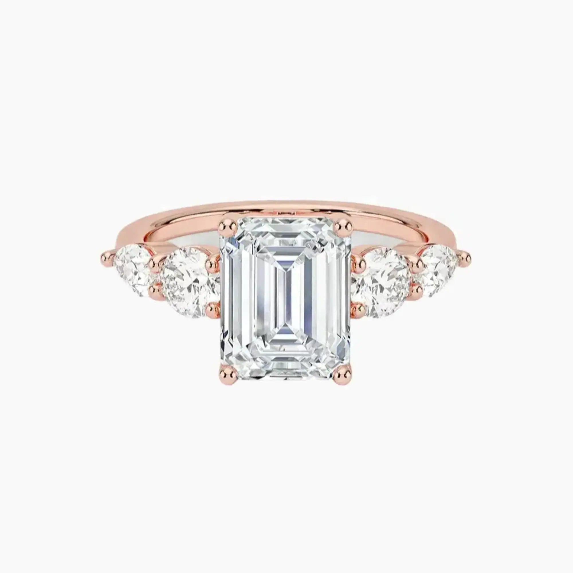 OBSER303 - Daria Five Stone Emerald engagement ring setting view 4