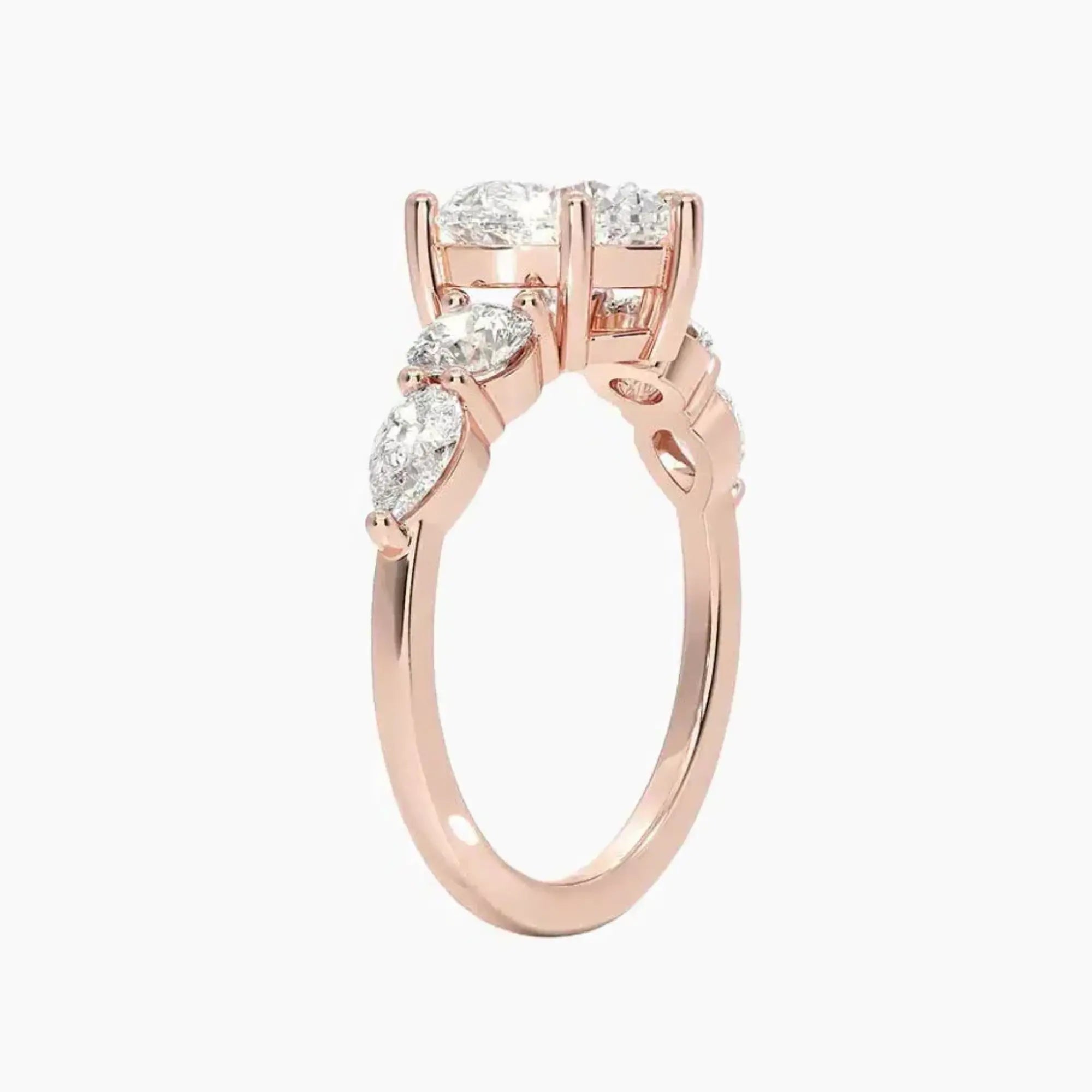 OBSER299 - Daria Five Stone Heart engagement ring setting view 5