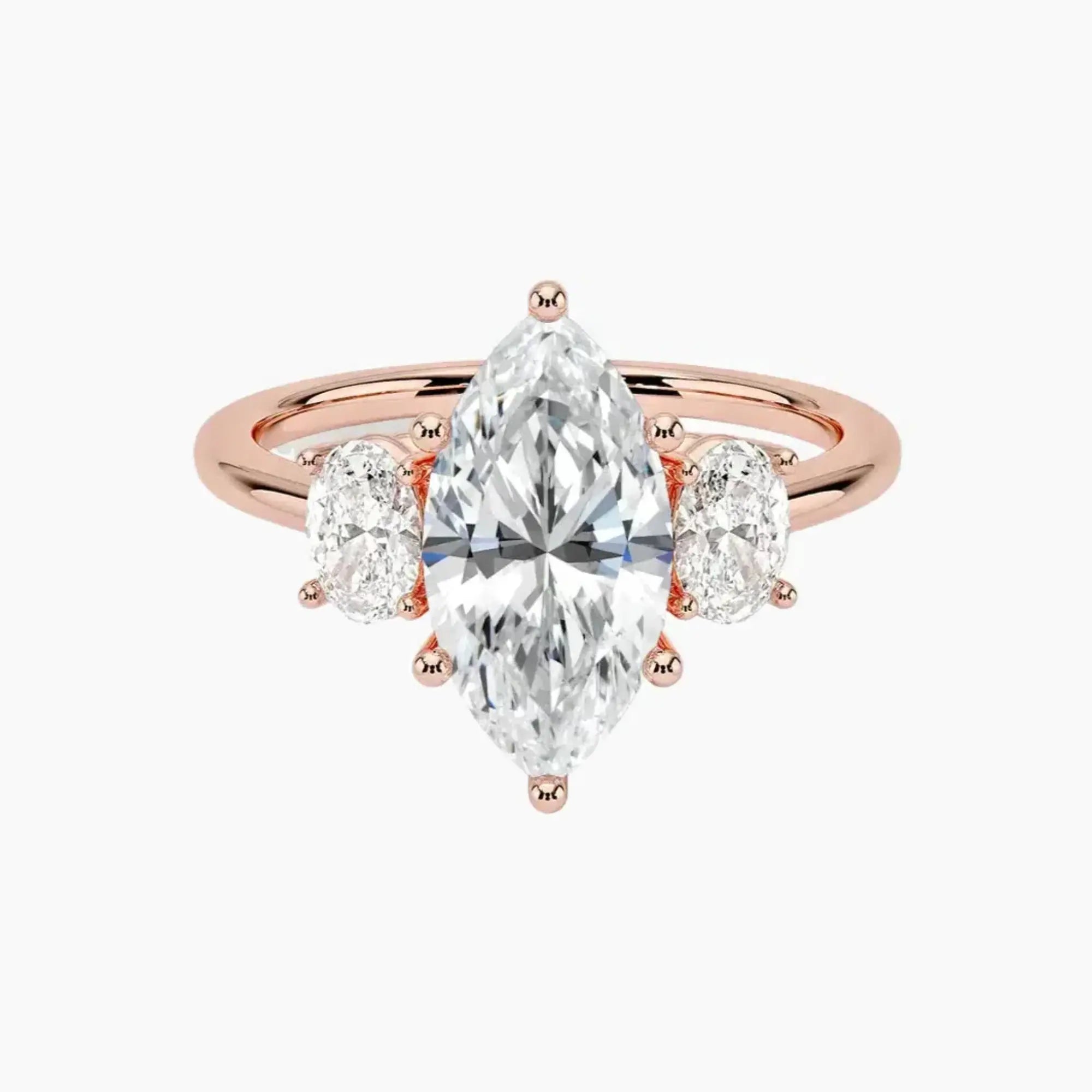 OBSER568 - Liora Three Stone Marquise engagement ring setting view 4
