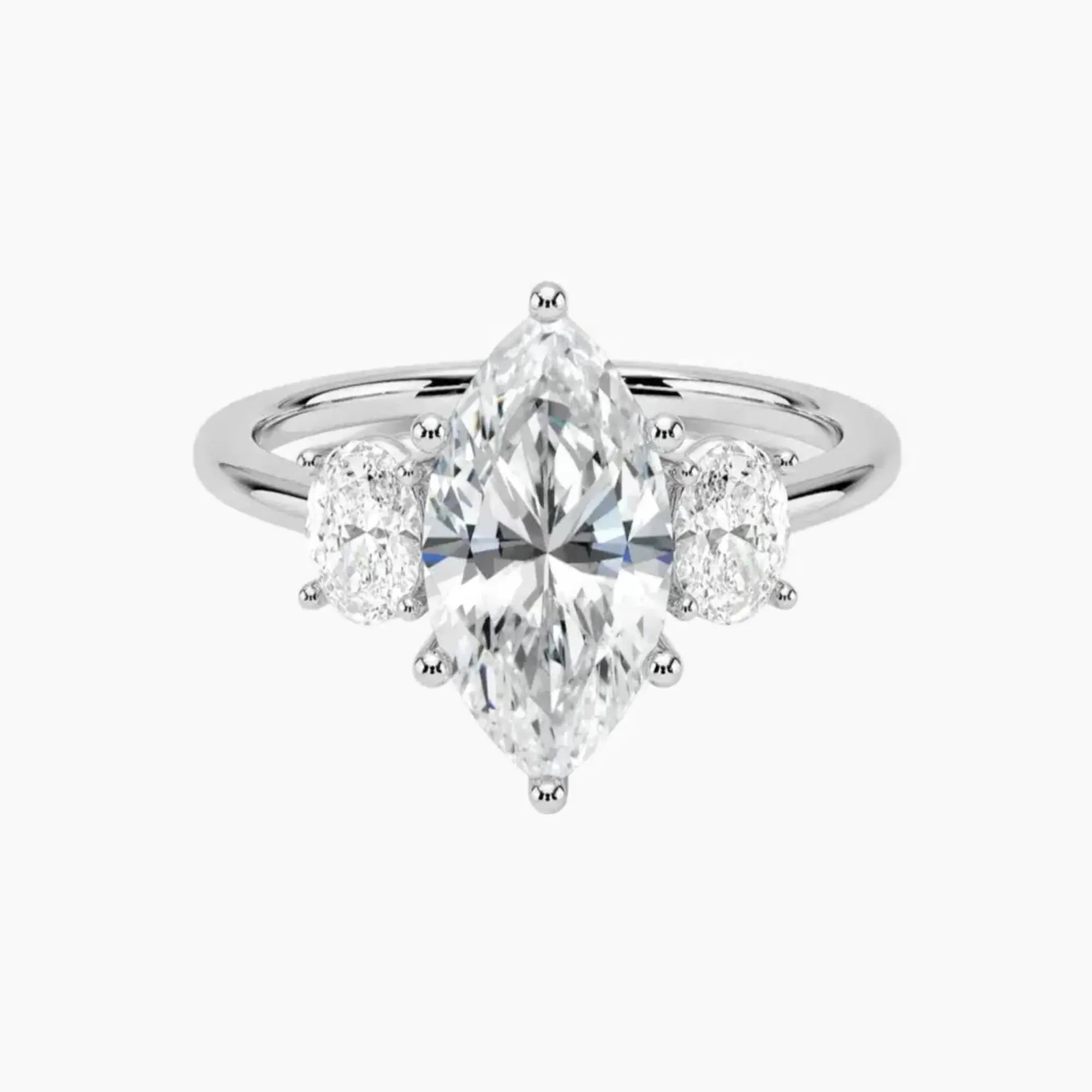 OBSER568 - Liora Three Stone Marquise engagement ring setting view 1