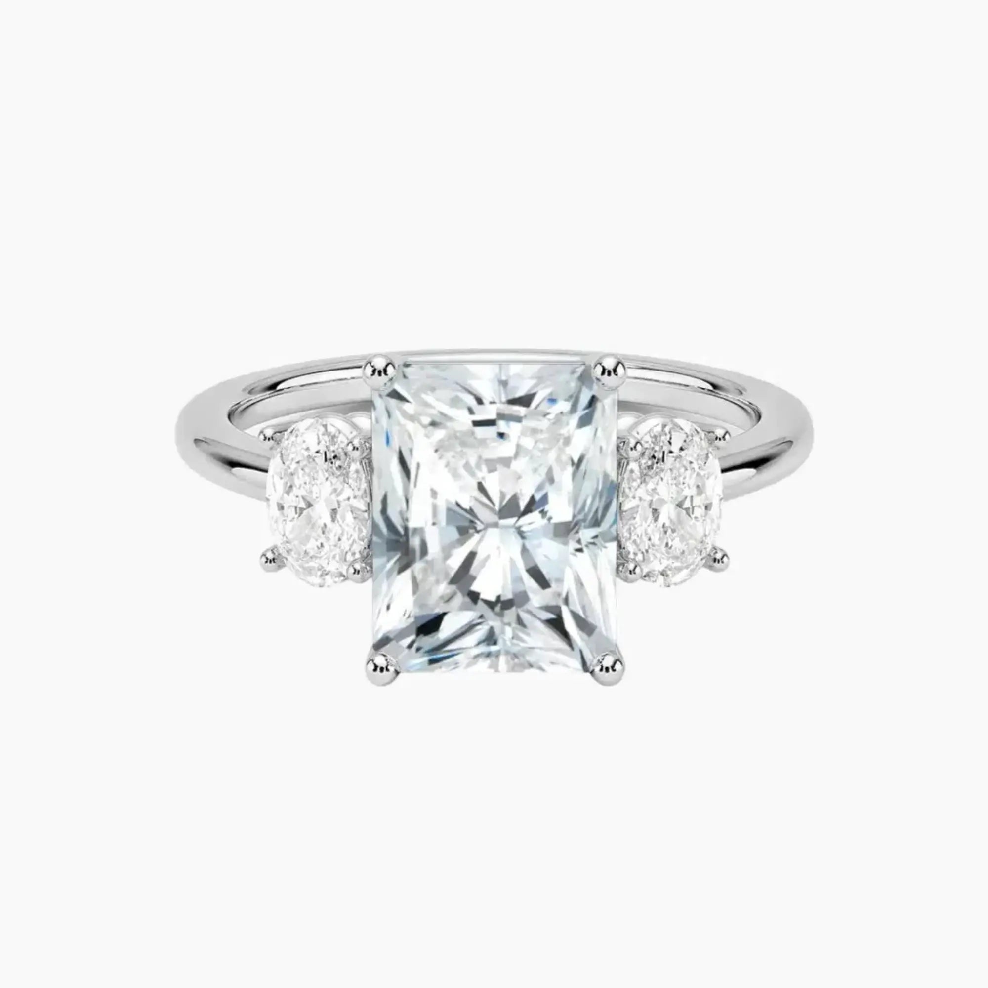 OBSER567 - Liora Three Stone Radiant engagement ring setting view 1