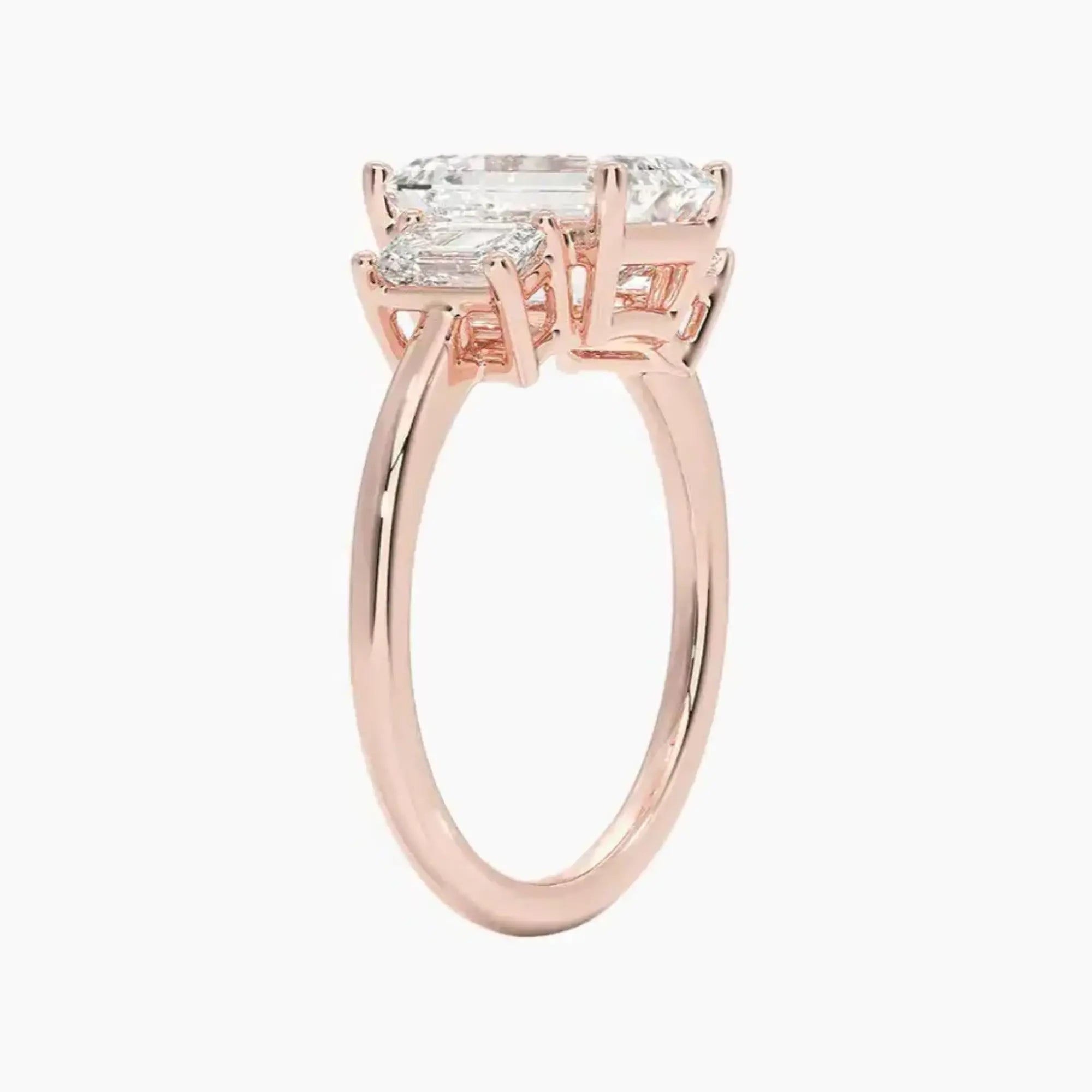 OBSER187 - Aurelia Three Stone Emerald engagement ring setting view 5