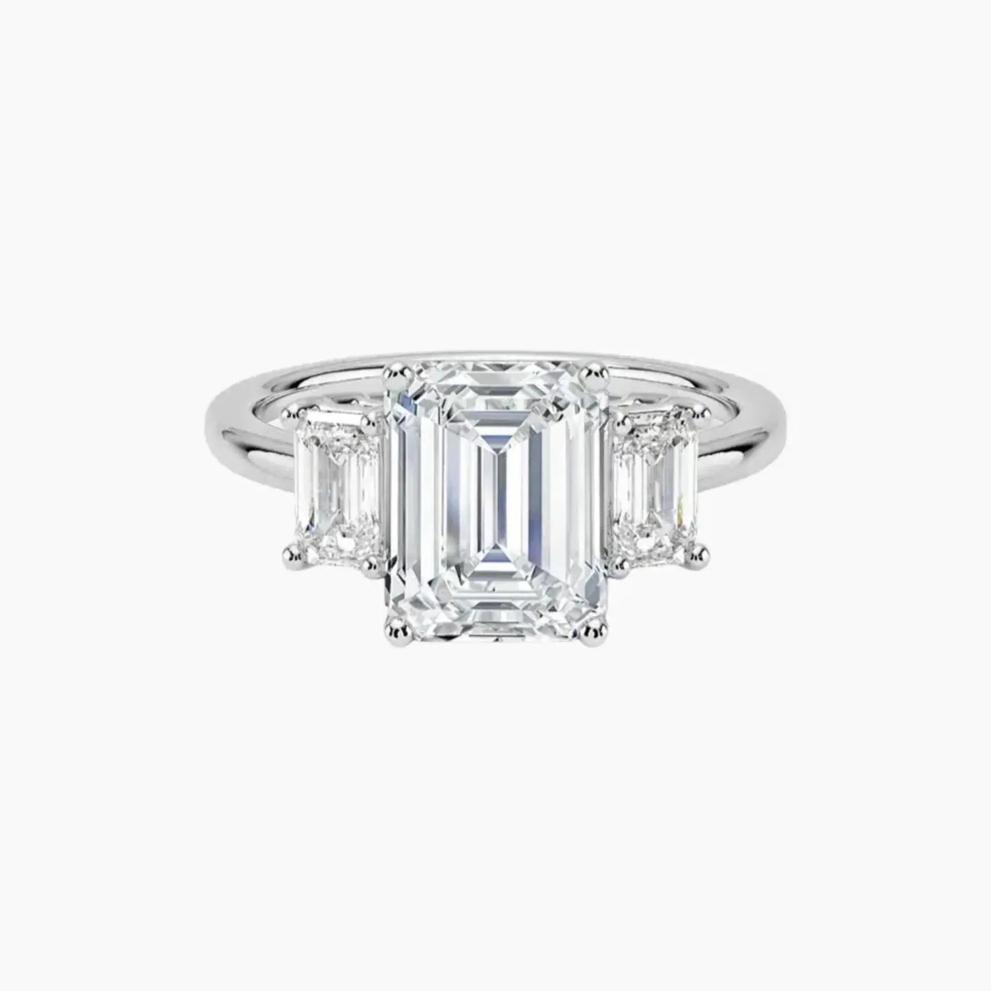 OBSER187 - Aurelia Three Stone Emerald engagement ring setting view 1