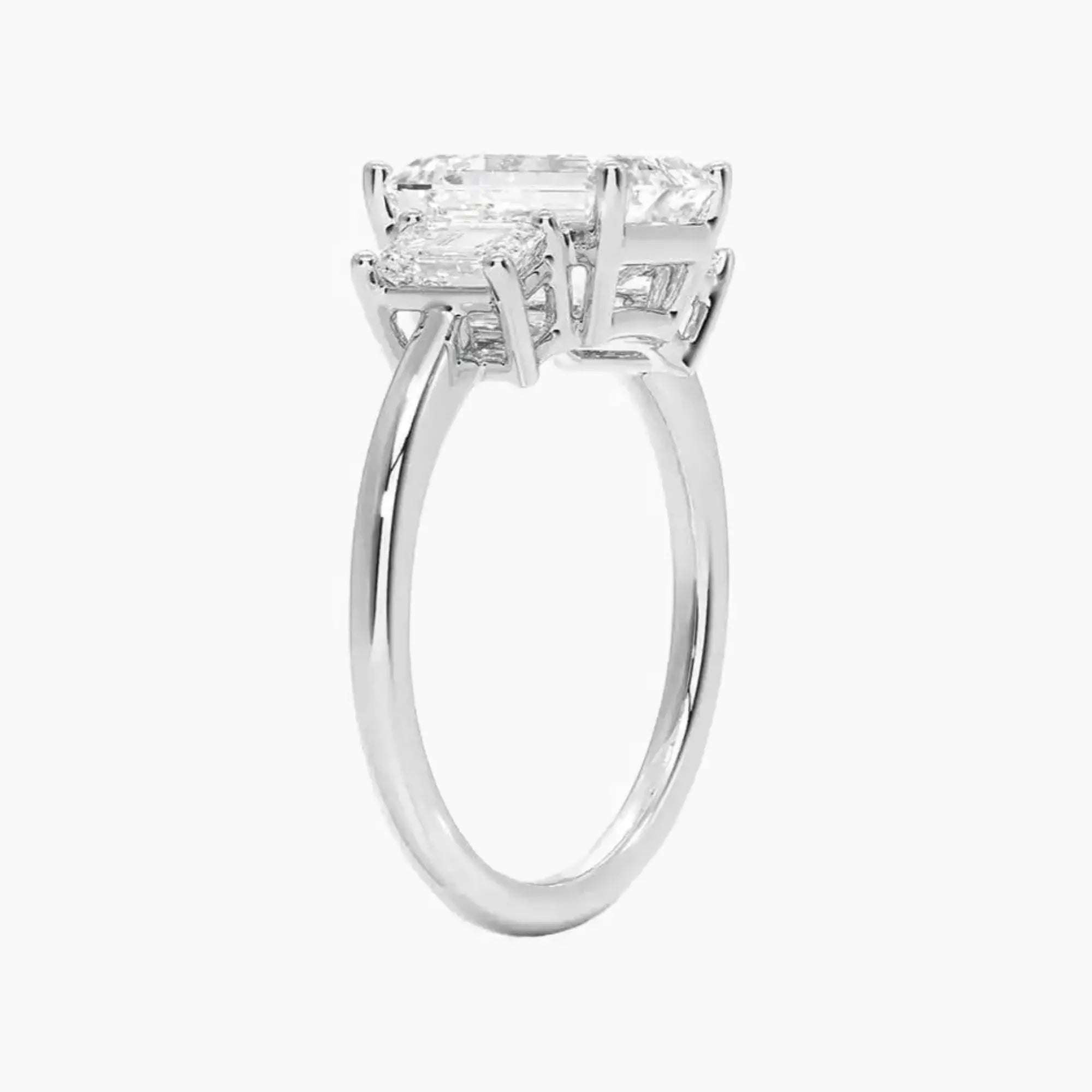 OBSER187 - Aurelia Three Stone Emerald engagement ring setting view 2