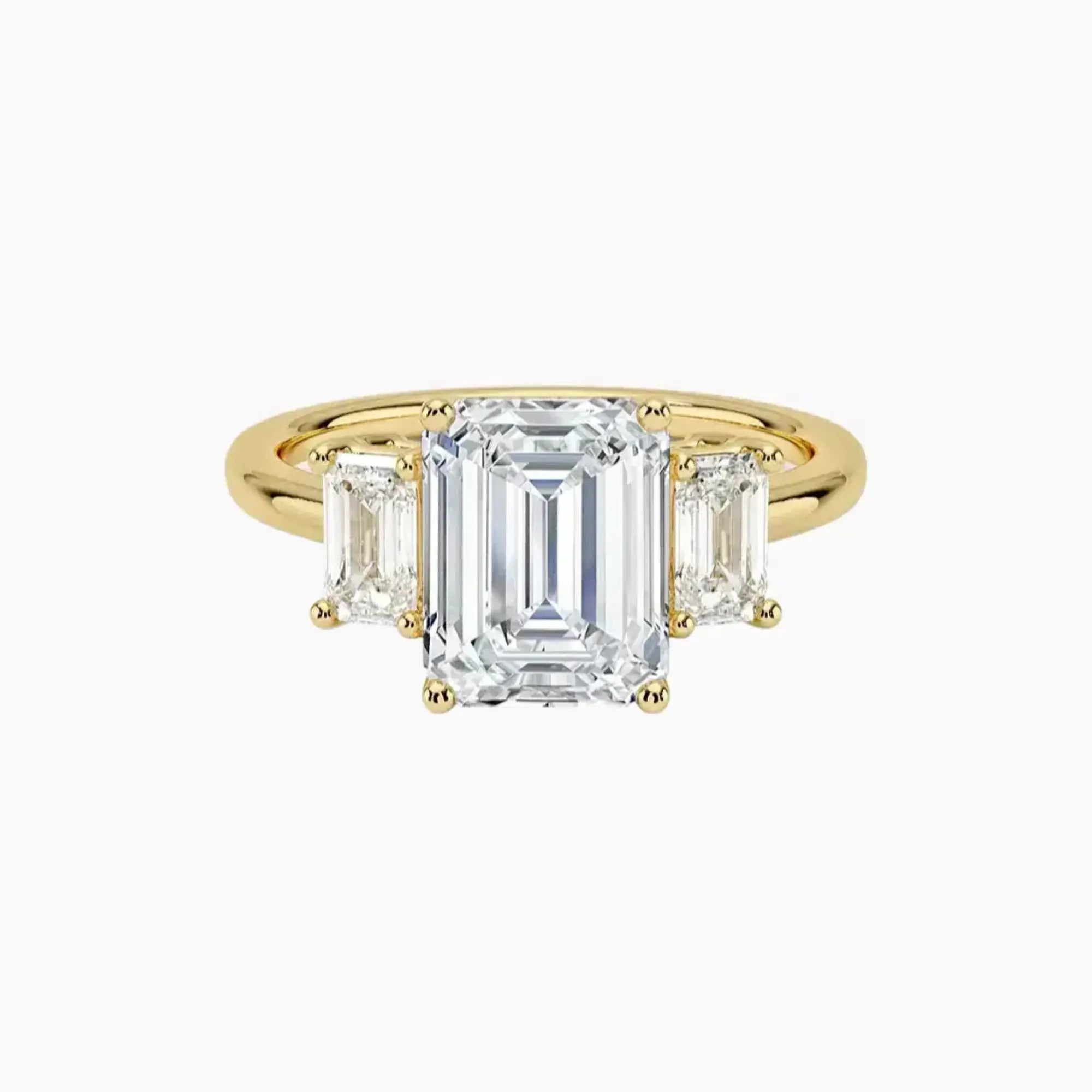OBSER187 - Aurelia Three Stone Emerald engagement ring setting view 7
