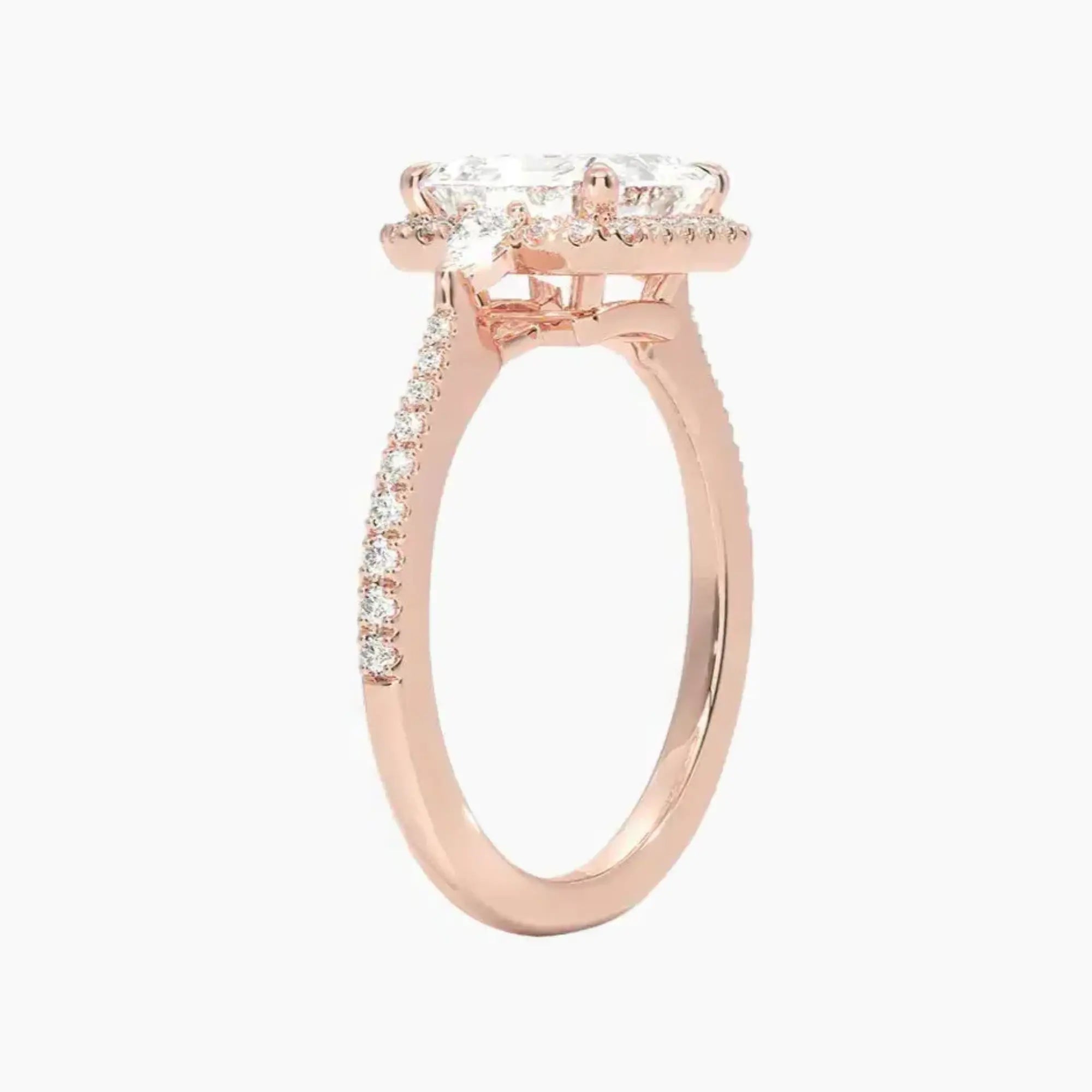 OBSER623 - Calliope Halo Pave Three Stone Asscher engagement ring setting view 5