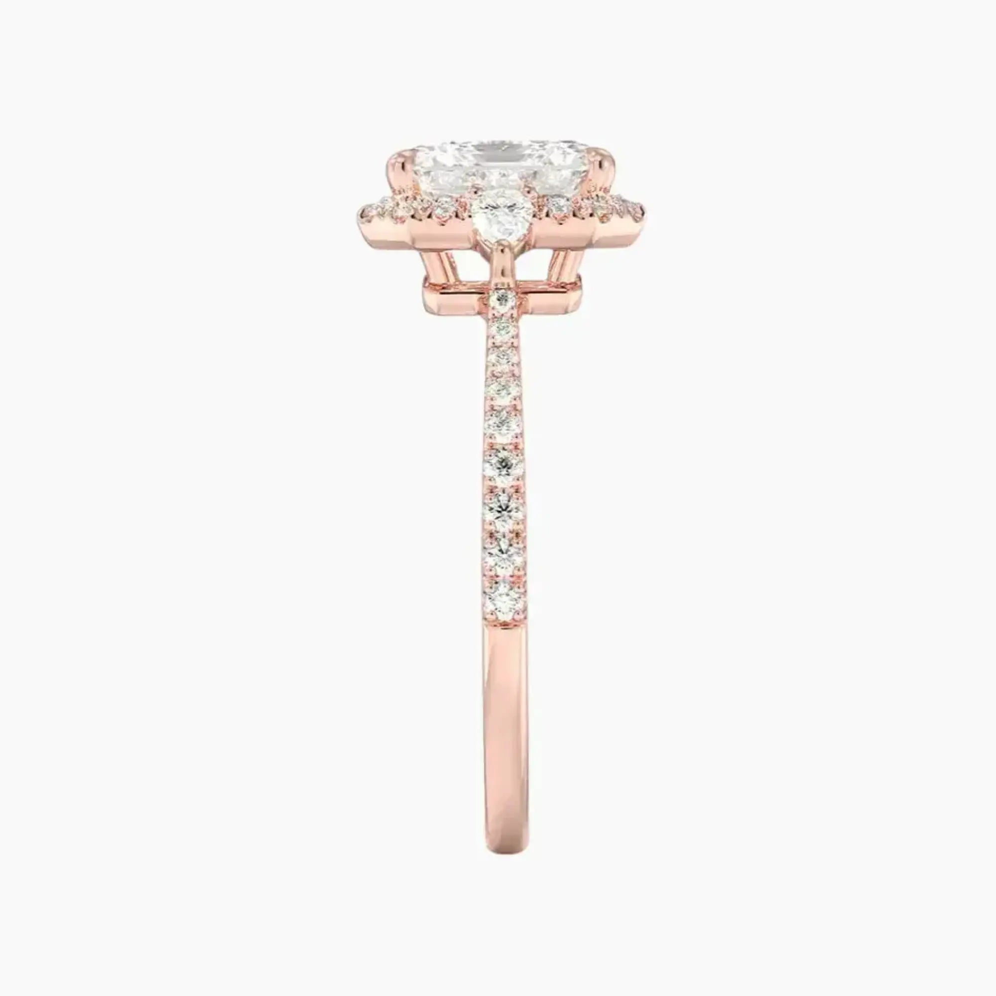 OBSER623 - Calliope Halo Pave Three Stone Asscher engagement ring setting view 6