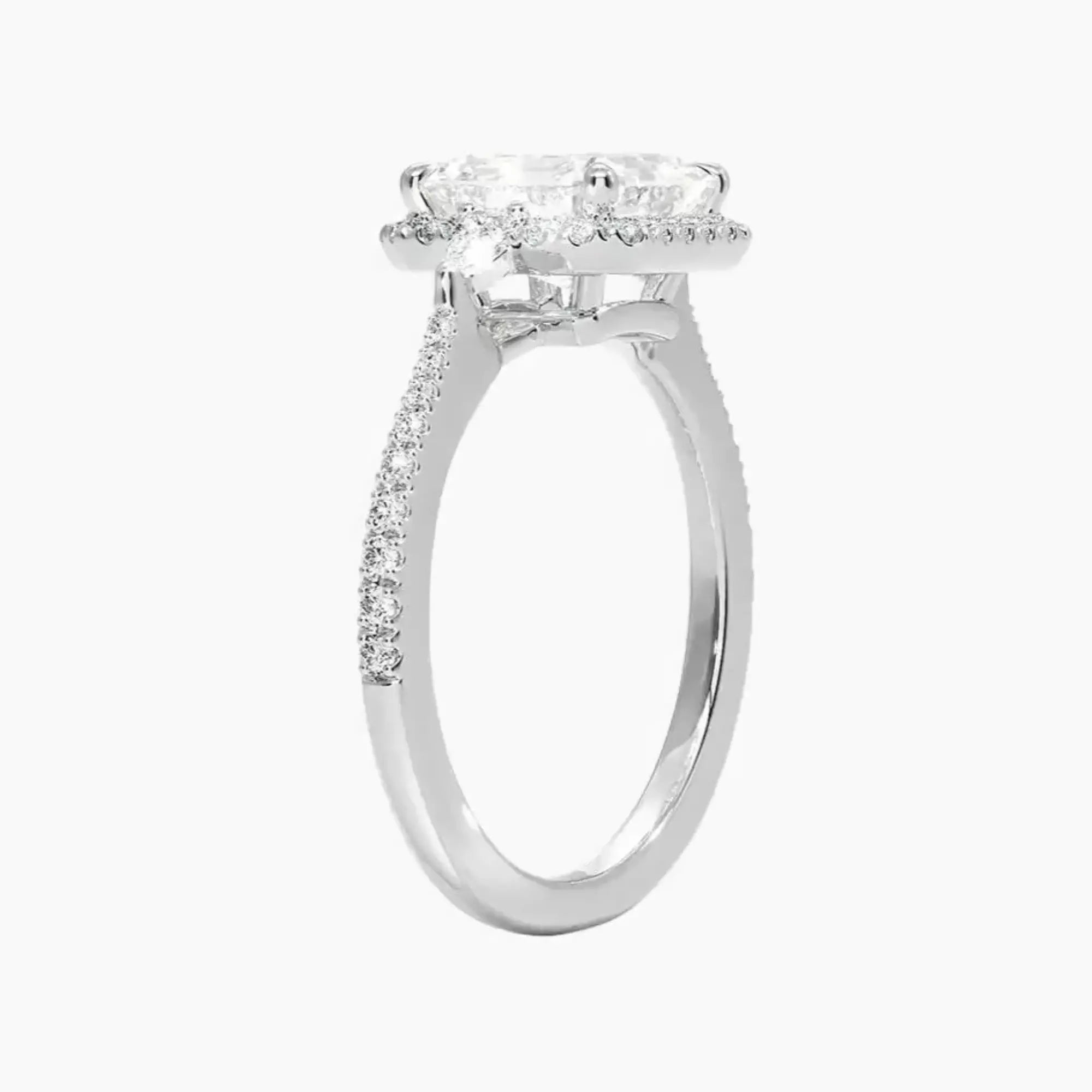 OBSER623 - Calliope Halo Pave Three Stone Asscher engagement ring setting view 2