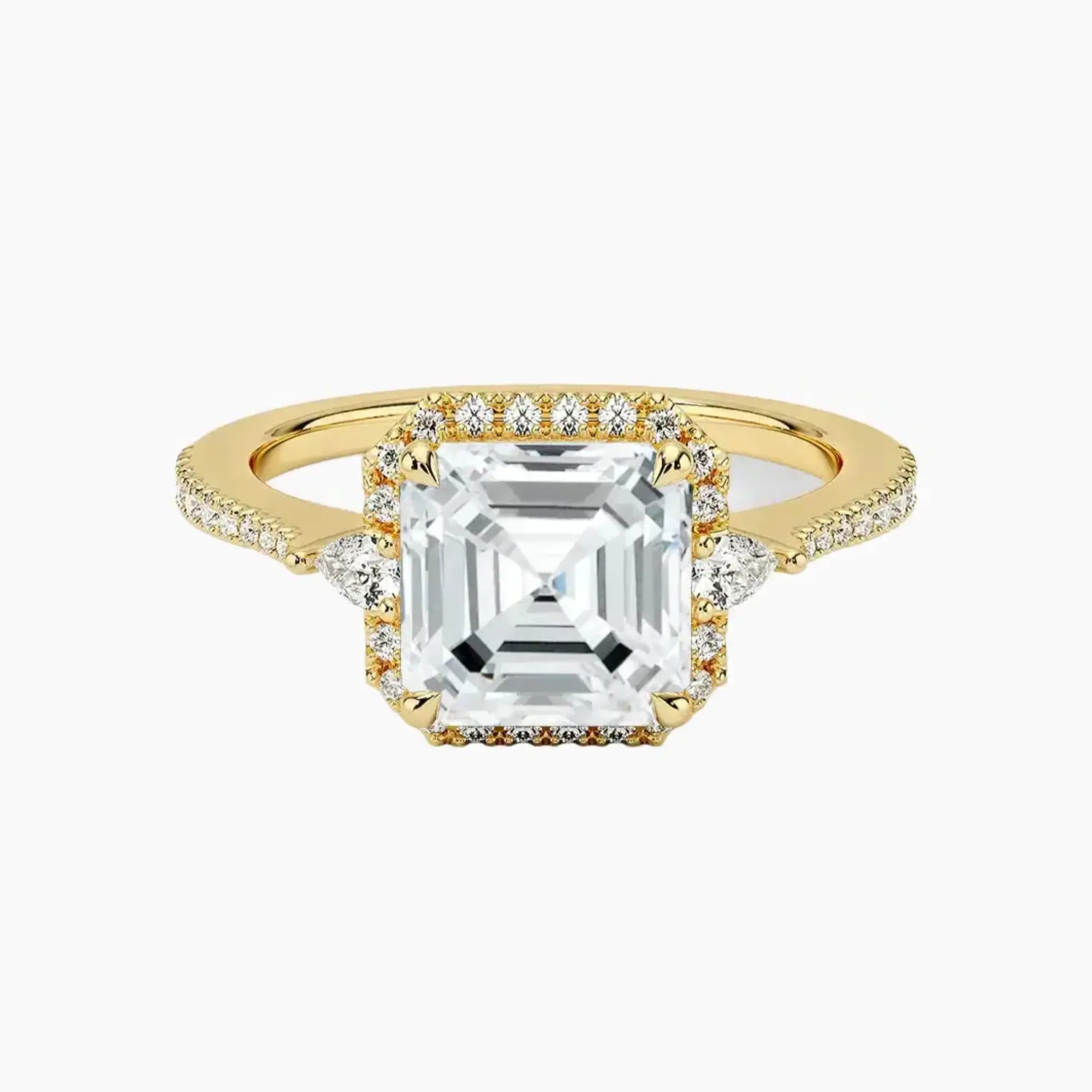 OBSER623 - Calliope Halo Pave Three Stone Asscher engagement ring setting view 7