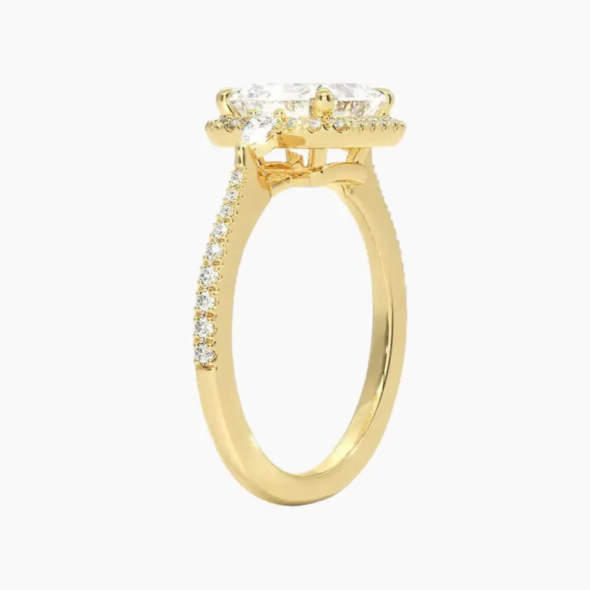 OBSER623 - Calliope Halo Pave Three Stone Asscher engagement ring setting view 8