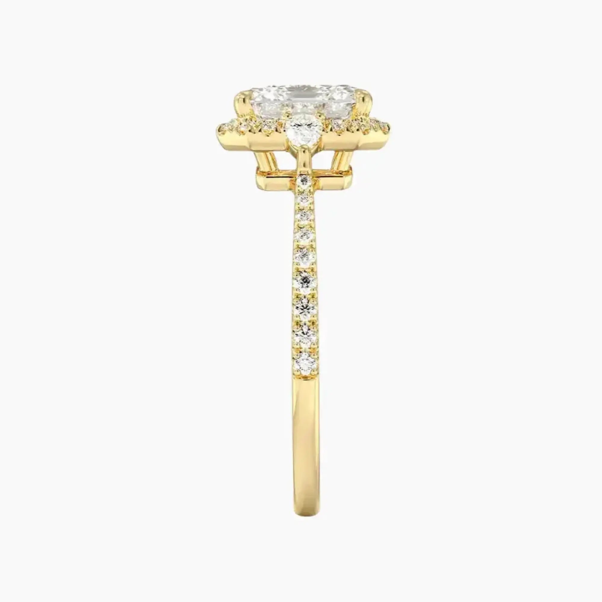 OBSER623 - Calliope Halo Pave Three Stone Asscher engagement ring setting view 9