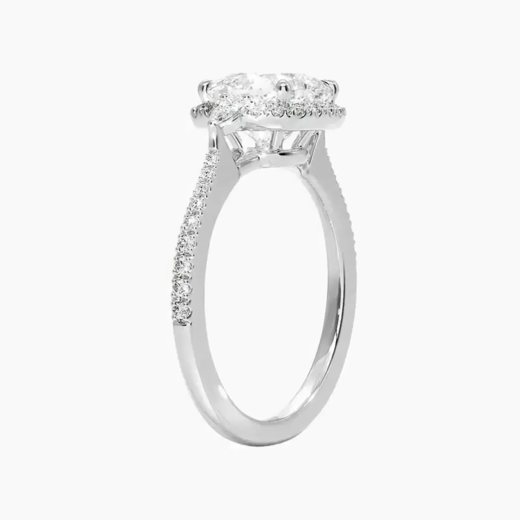OBSER628 - Calliope Halo Pave Three Stone Cushion engagement ring setting view 2